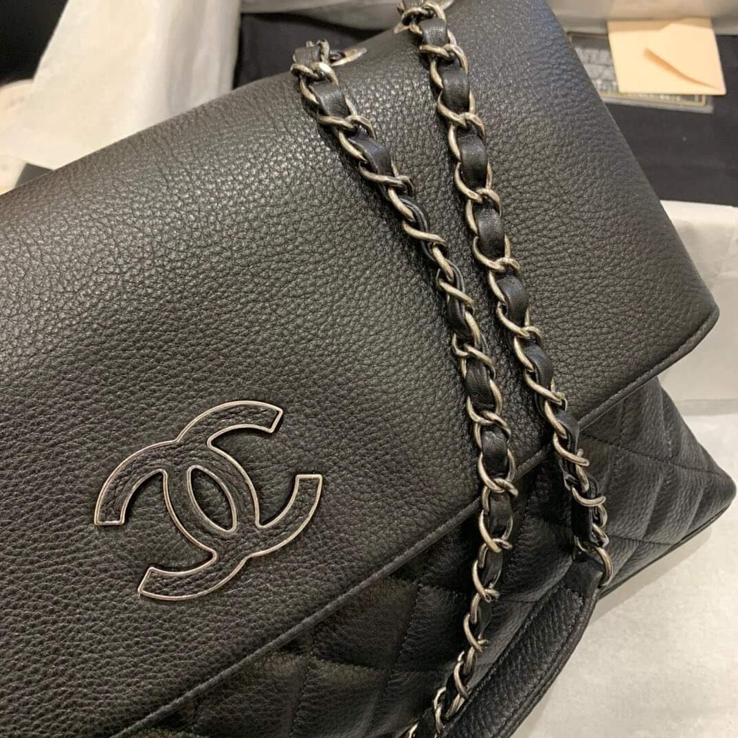 [TOP] CHANEL Slim Flap Tote 32X7.5X19CM - Black