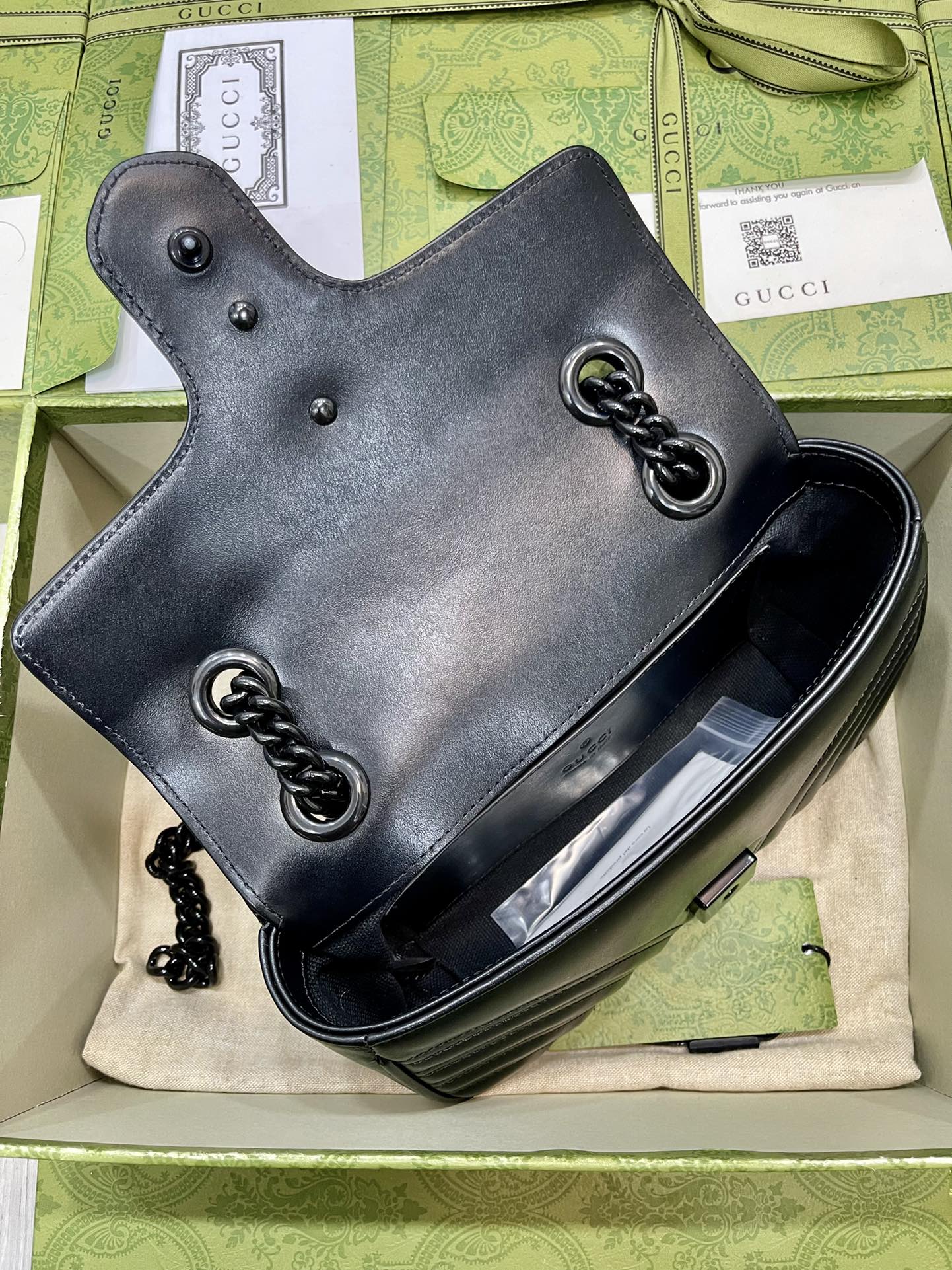 [TOP] GUCCI Gu€€i Marmont Matelasse Bag Mini 22cm - All Black