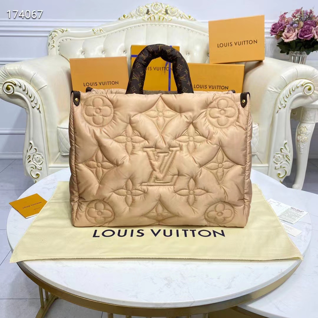 [TOP] Louis Vuitton LV ON THE GO Puffer Bag GM  41x34x19cm- Black/Beige