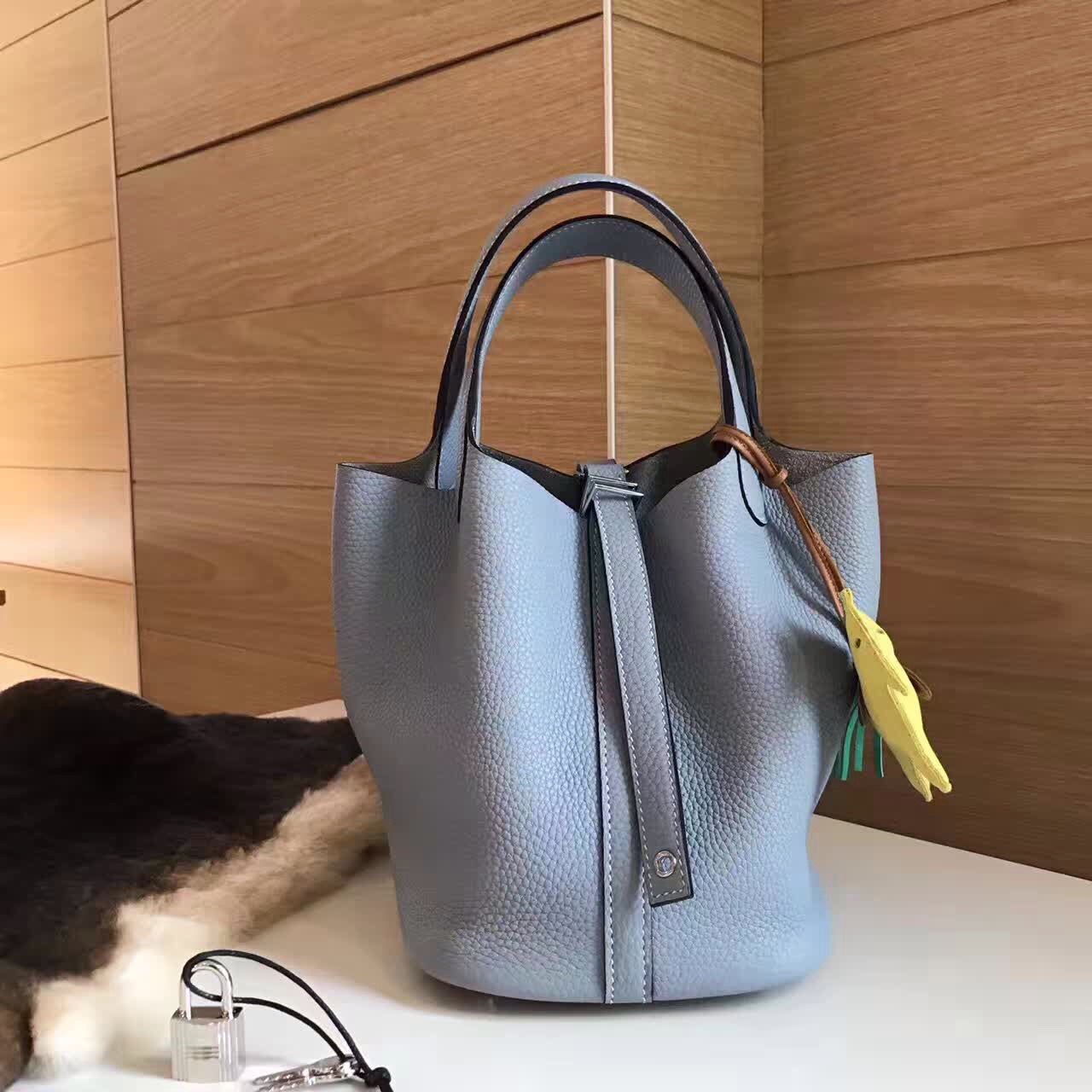 [TOP] HERMES Picotin 22cm - Bleu Pale