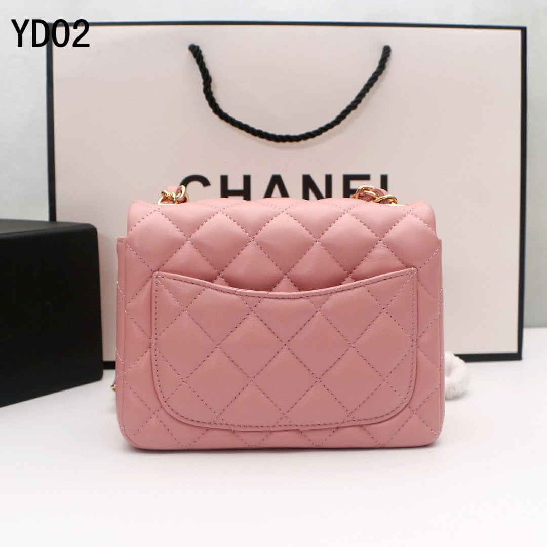 [TOP] CHANEL Classic Flap Bag Lambskin Mini 20cm - Dusty Pink