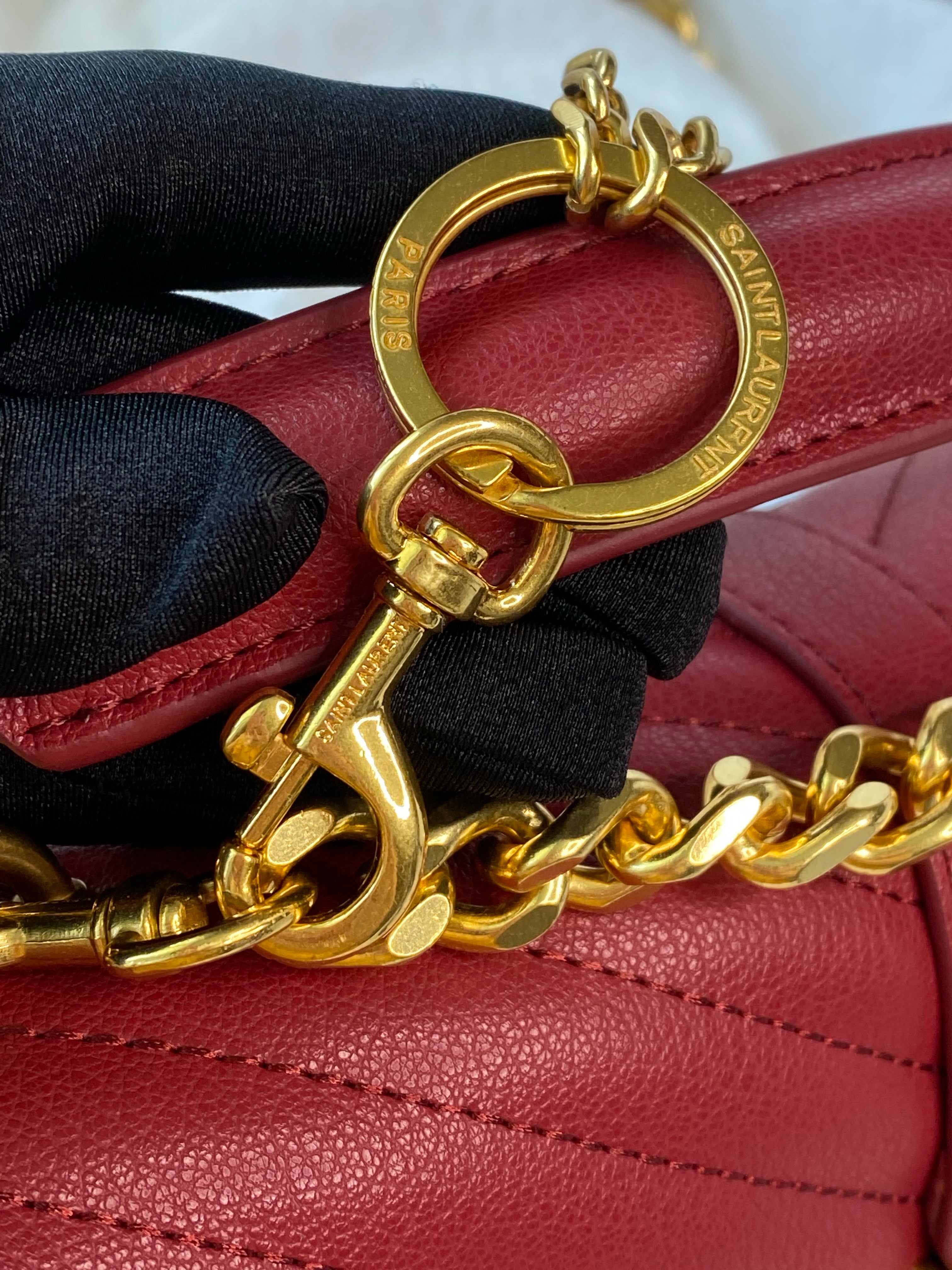 [TOP] Yves Saint Laurent YSL College Medium Bag - Red with GHW