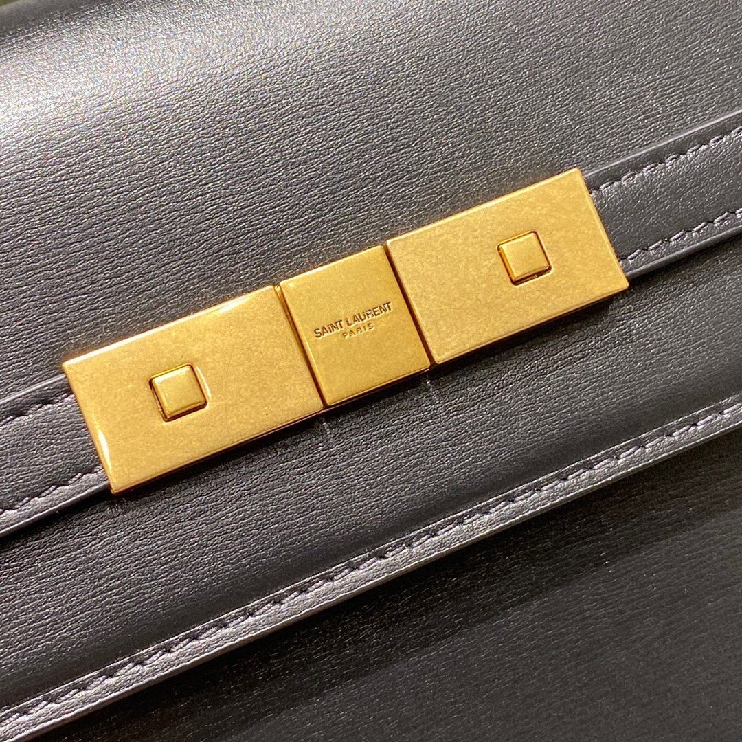 [TOP] Yves Saint Laurent YSL Manhattan Medium Shoulder Bag - Black