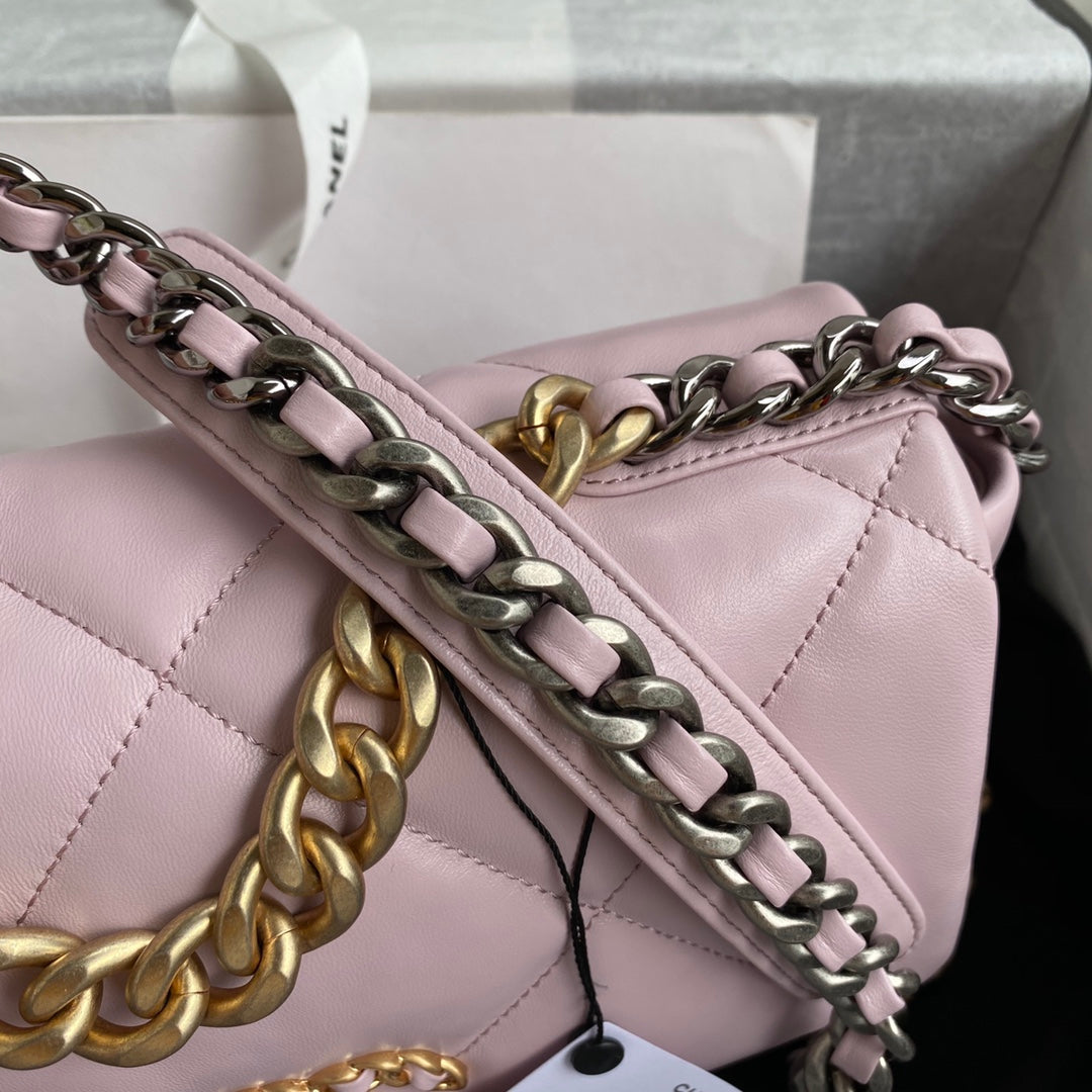 [TOP] CHANEL 19 Bag Lambskin Small 26cm - Light Pink