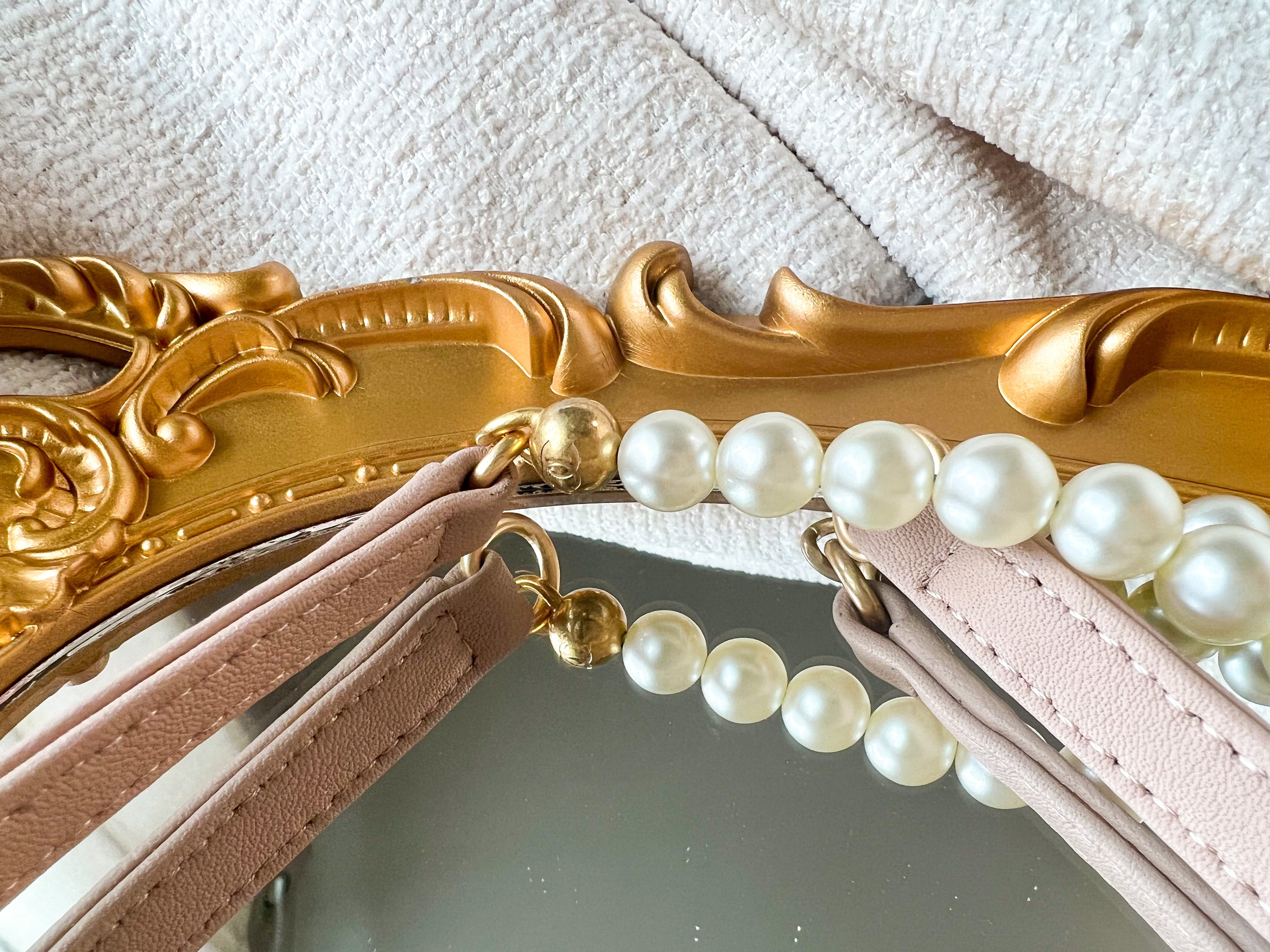 [TOP] CHANEL Hobo Bag Imitation Pearls Small - Beige