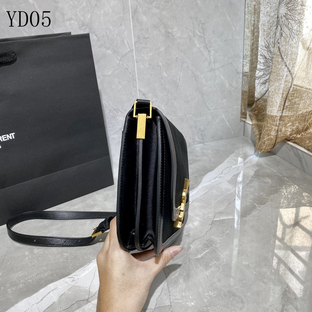 [TOP] Yves Saint Laurent YSL Solferino Small Suede Bag - Black w GHW