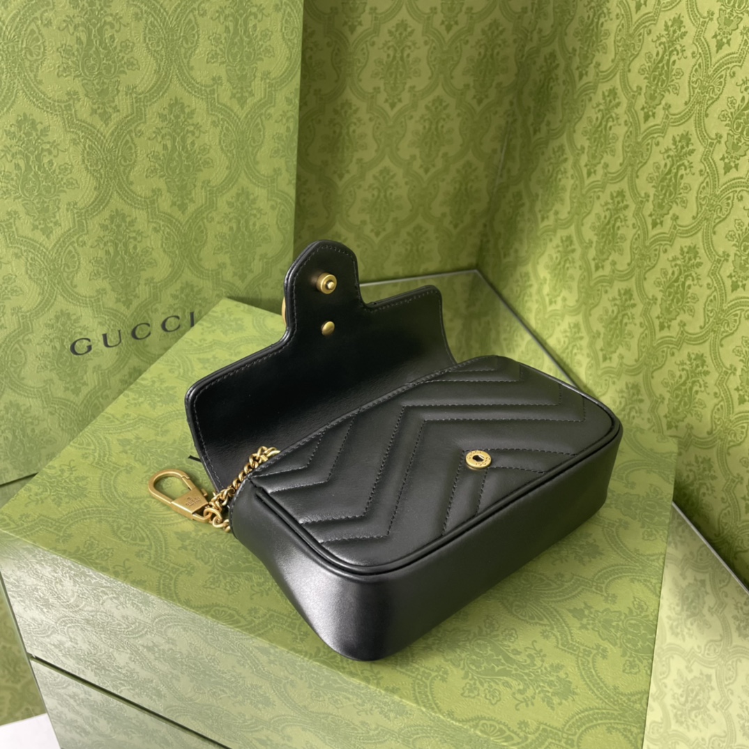 [TOP] GUCCI GG Marmont Bag Super Mini 16.5cm - Black