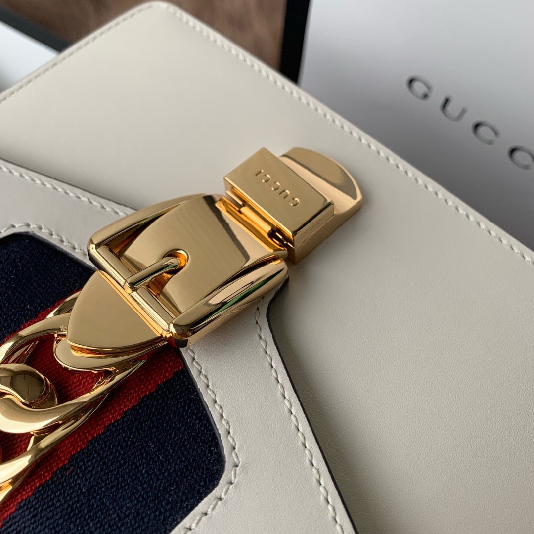 [TOP] GUCCI G*G Sylvie Leather Bag - White
