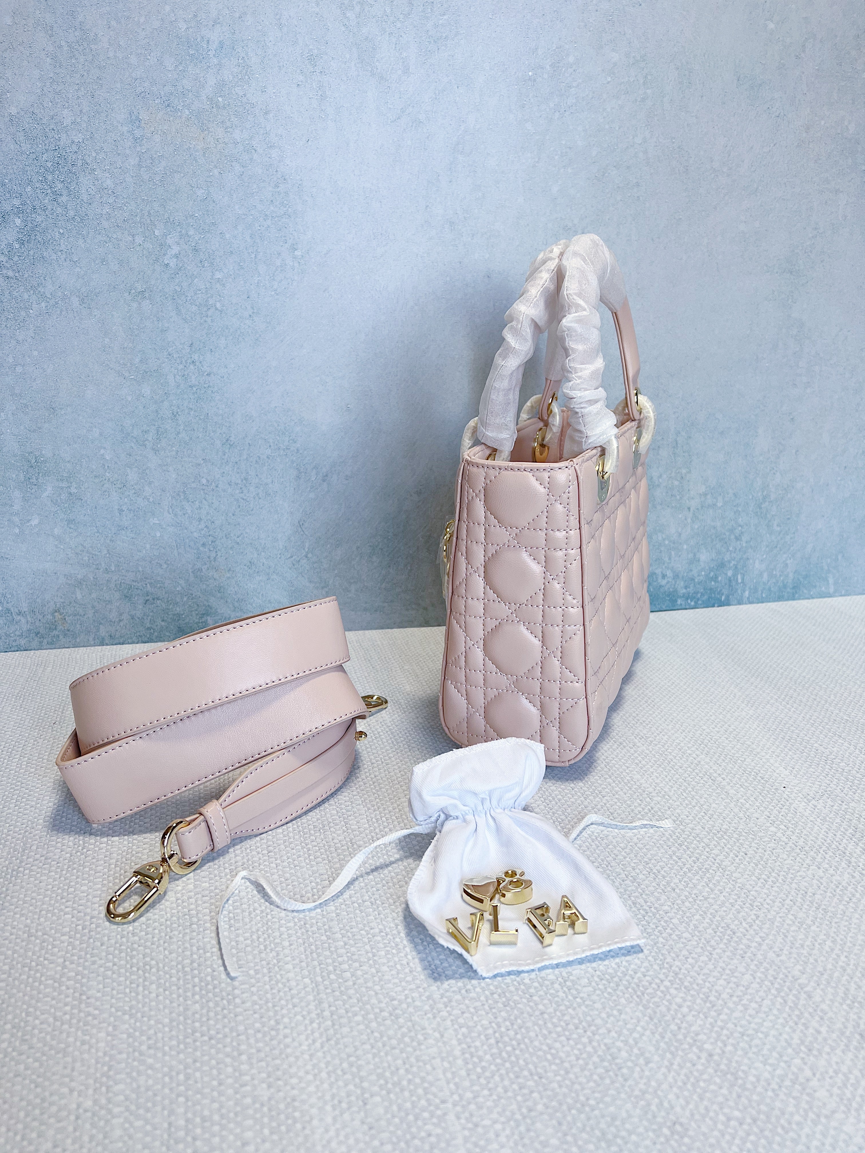 [TOP] Christian Dior Lady Christian Dior Bag ABC - Powder Rose w LGHW