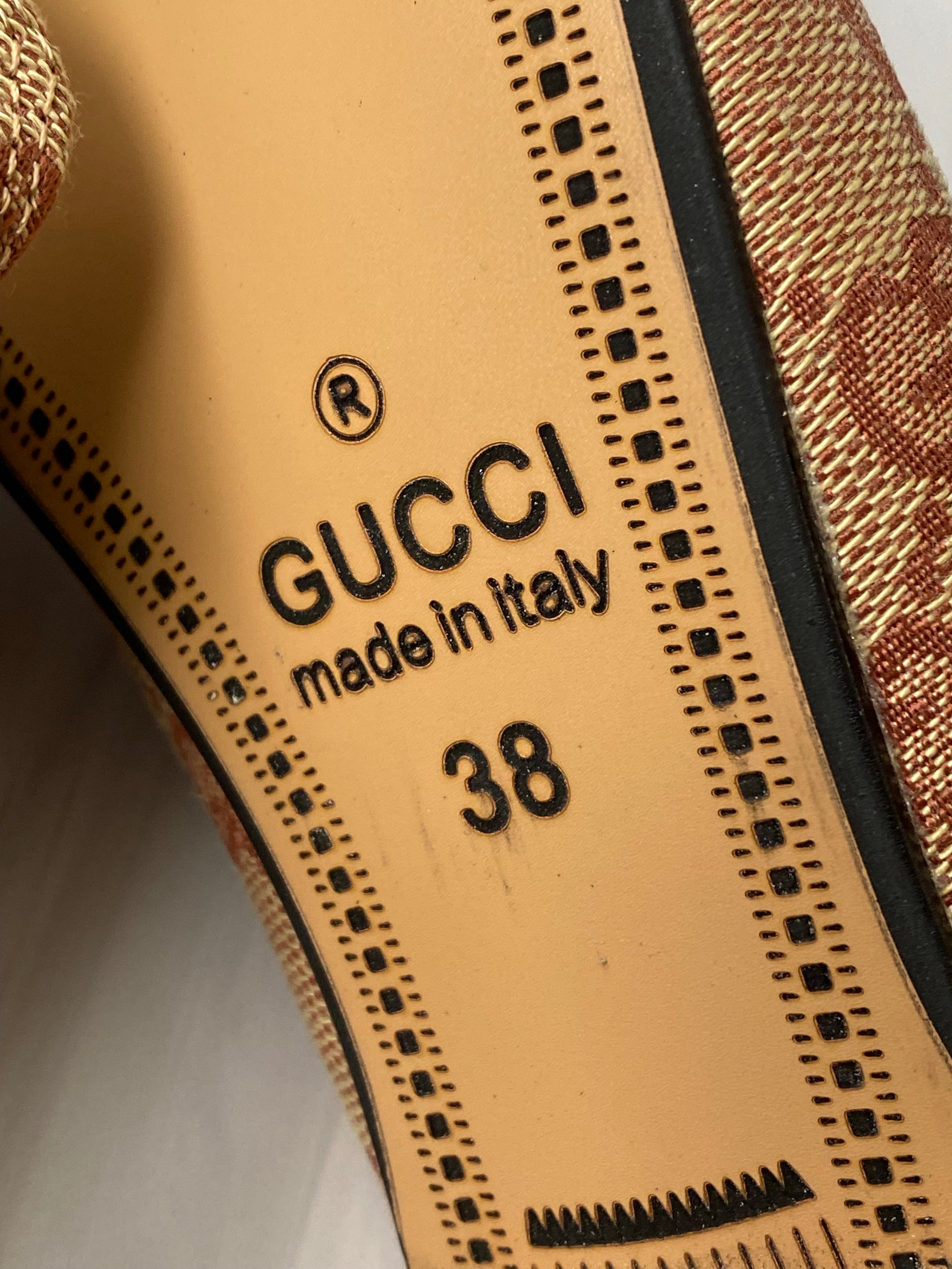 [TOP] GUCCI Princetown Canvas Mules Sandals - Brown