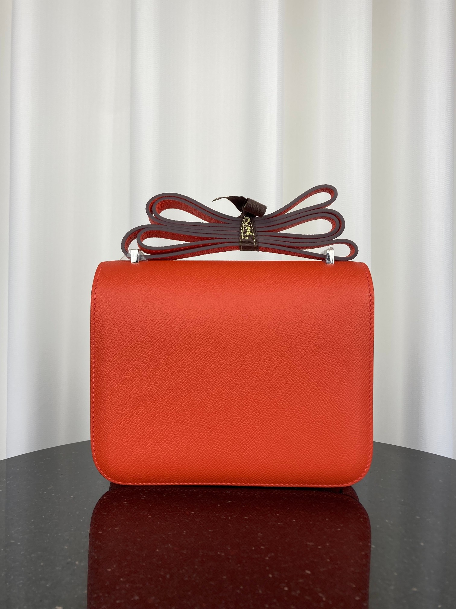 [TOP] HERMES Constance Epsom Leather 18cm23cm- Orange & SHW