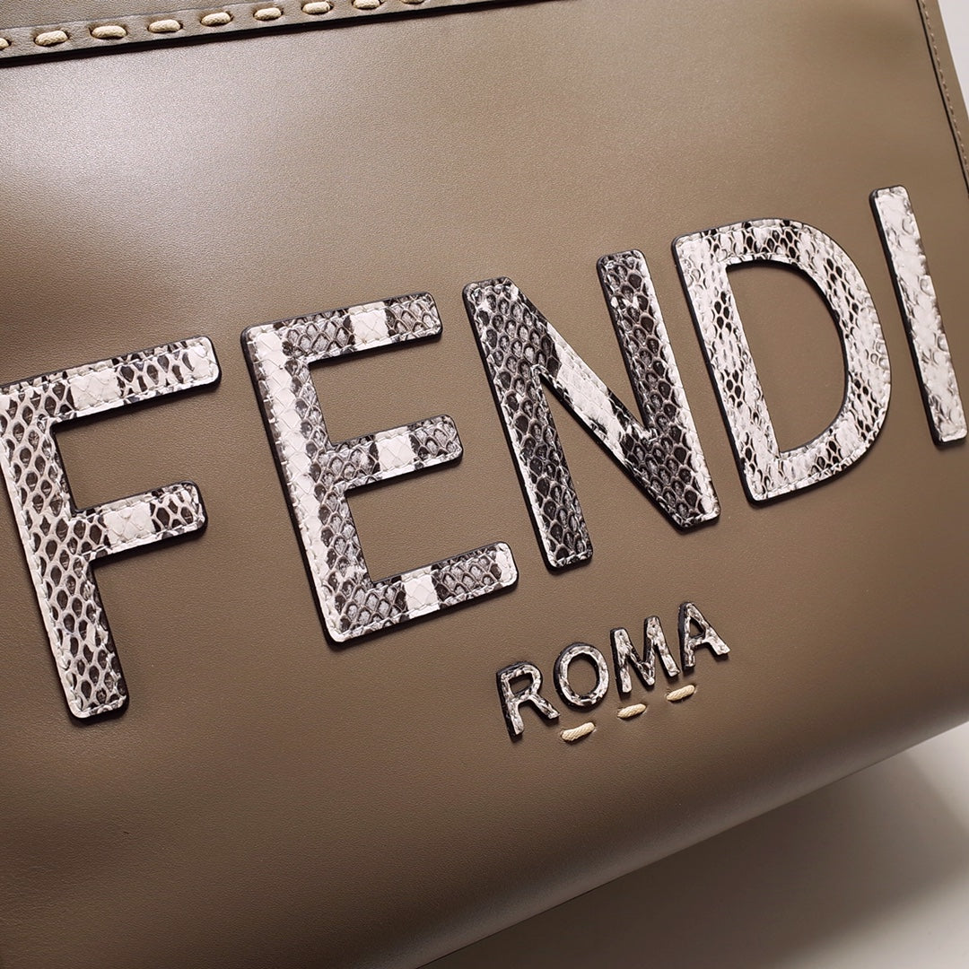 [TOP] FENDI FENDI Sunshine Roma F Medium Tote Bag - Light Brown