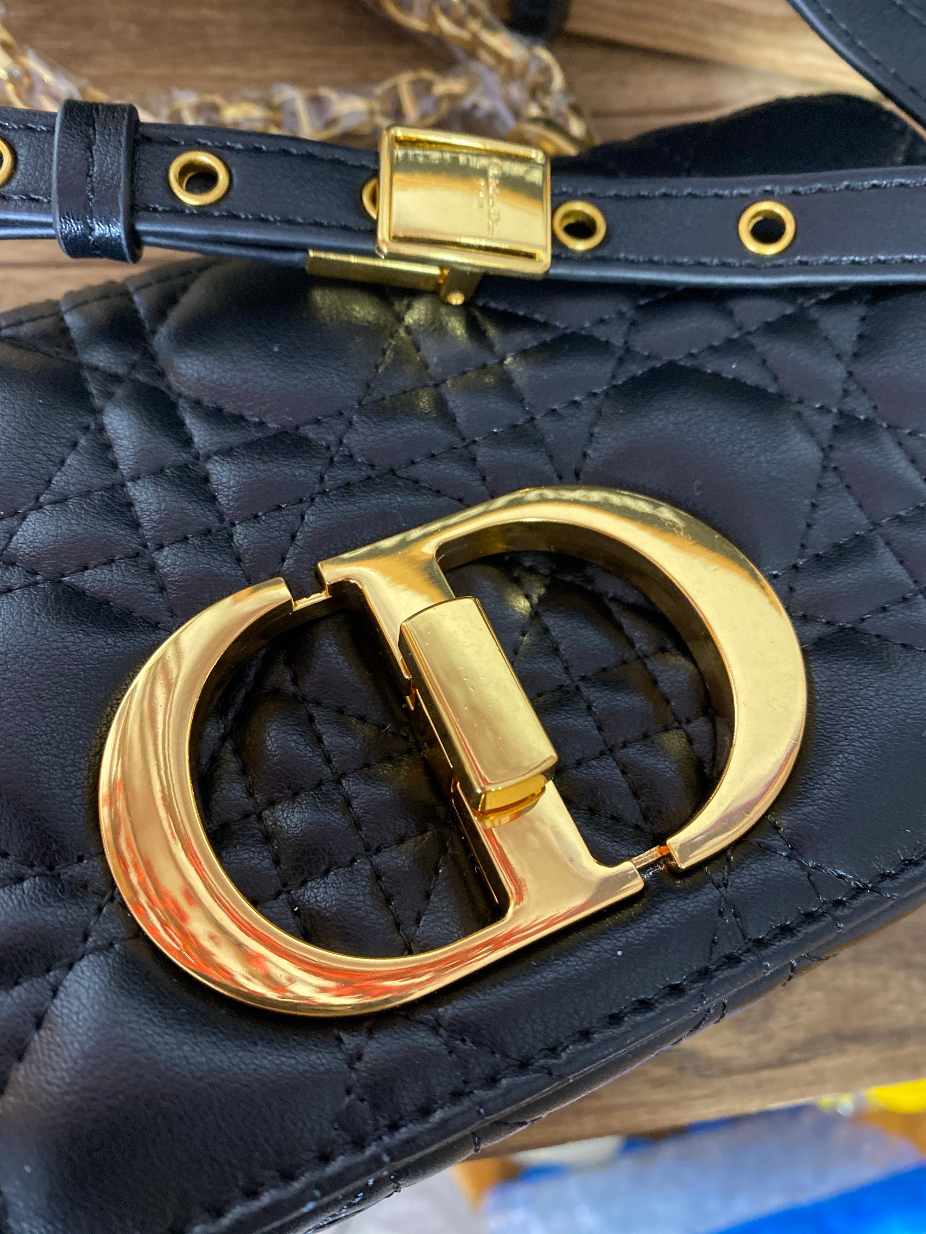 [TOP] Christian Dior Caro Bag Small - Black and Gold