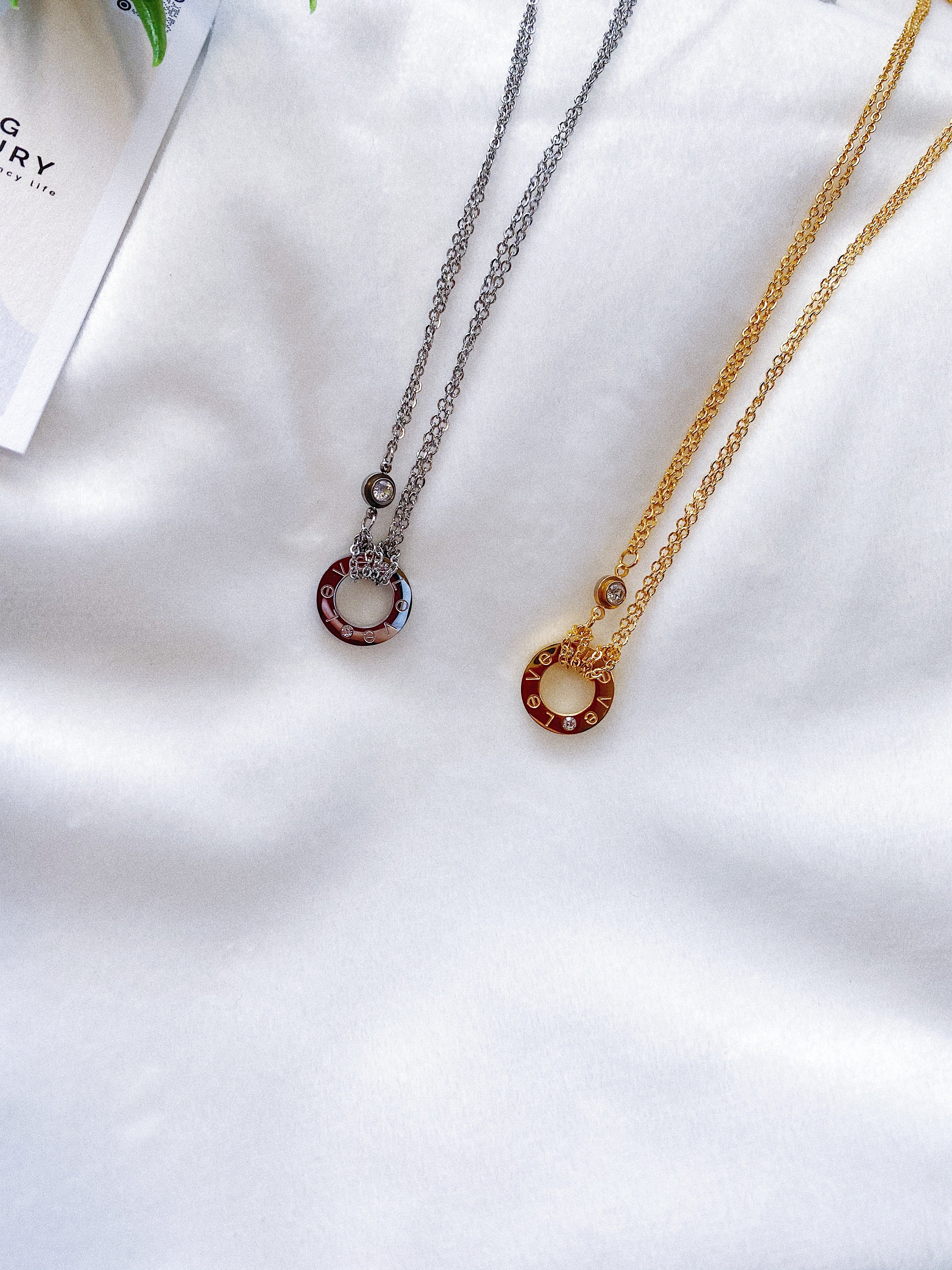 [TOP] Cartier Love Double Chain Necklace