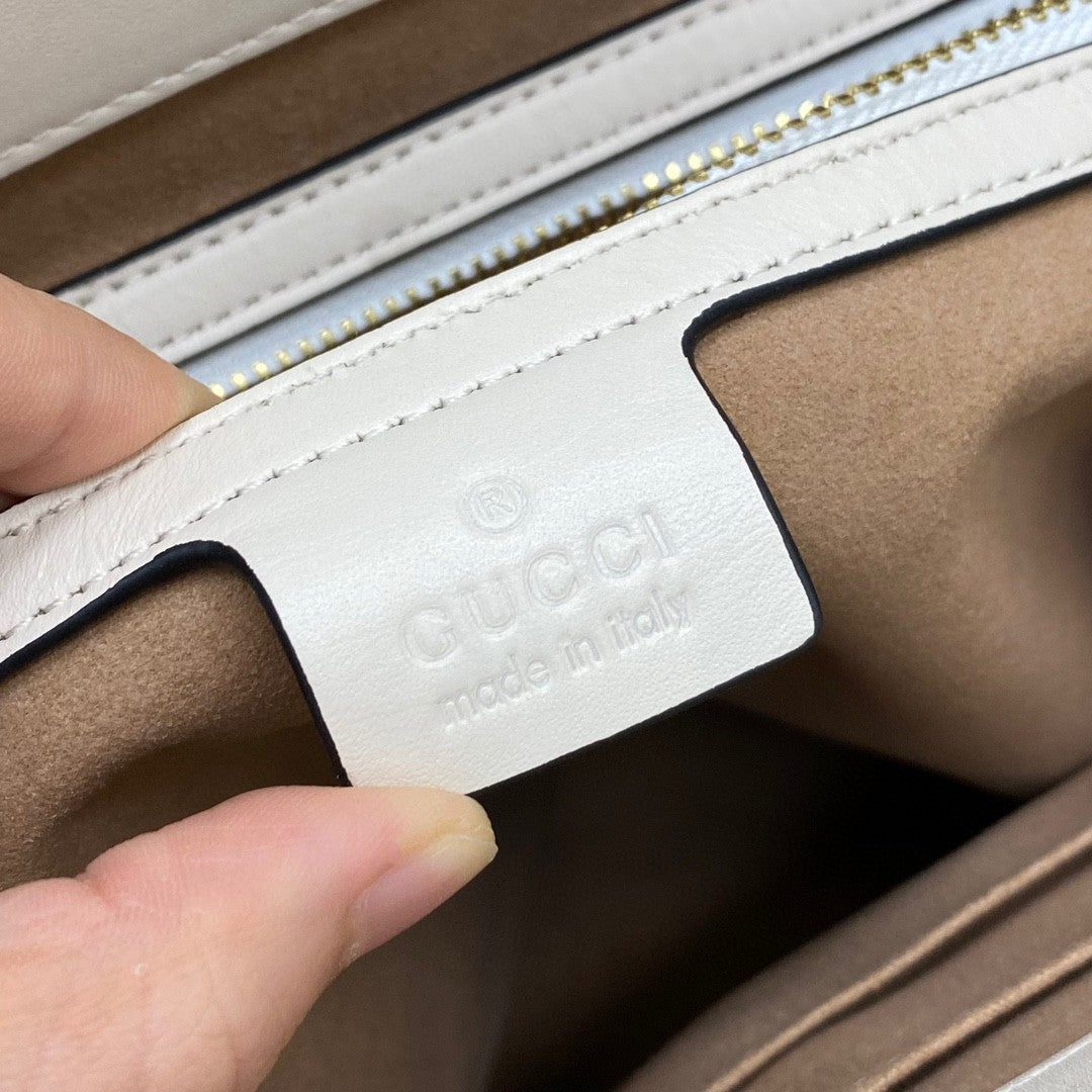 [TOP] GUCCI G*G Padlock Chain Small Tote  - White