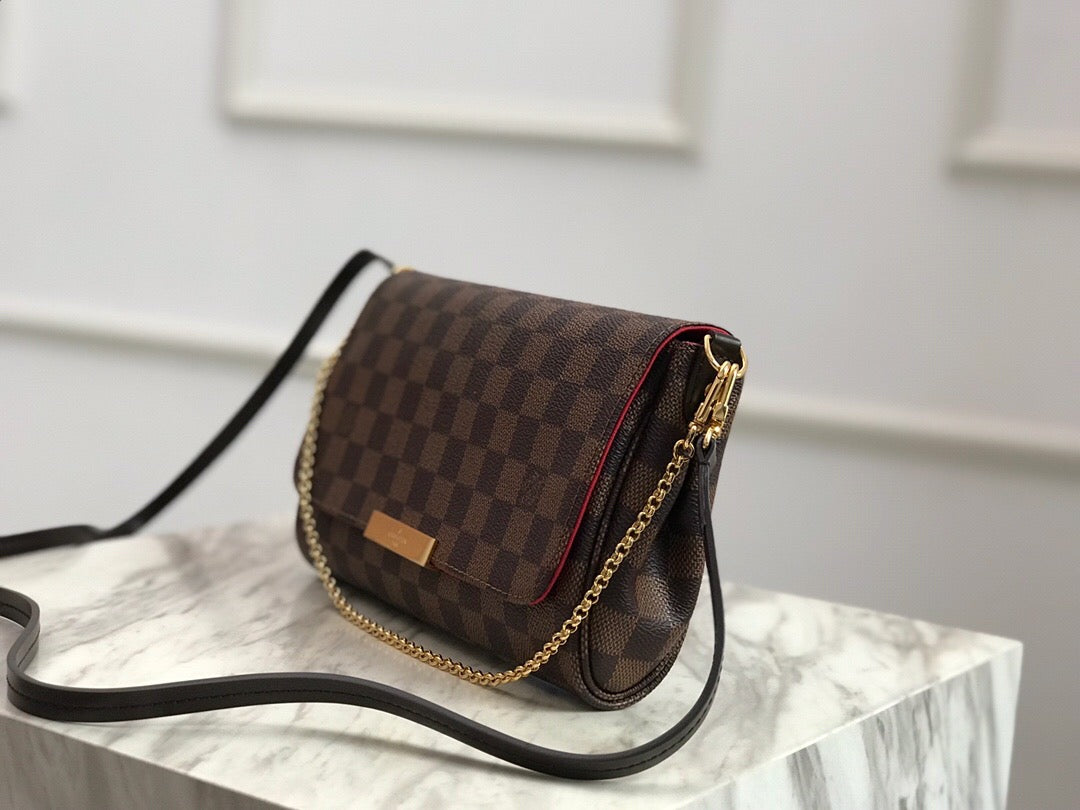 [TOP] Louis Vuitton LV  Favorite Bag  MM 24x15.5x4.5cm-Damier Ebene