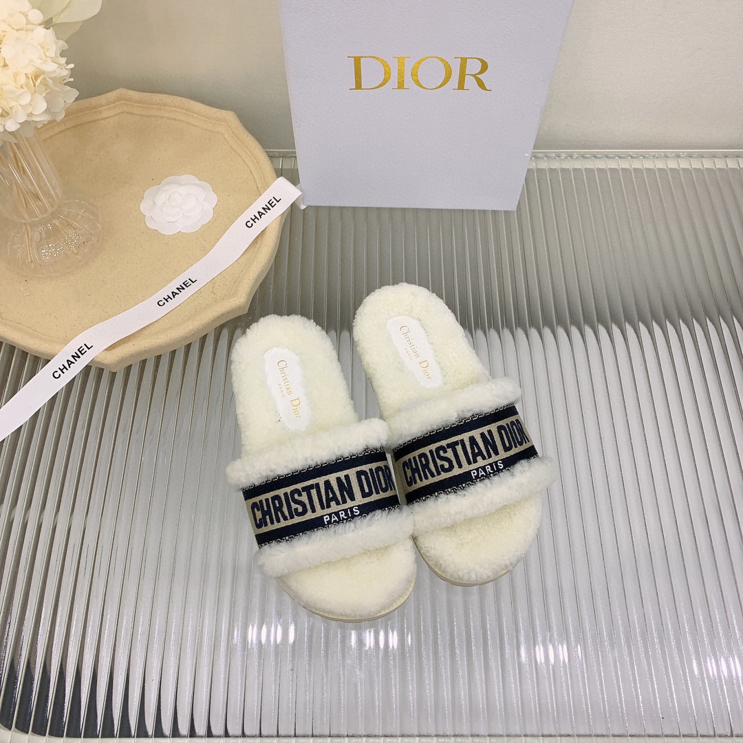 [TOP] Christian Dior D-Way Slide Embroidered Cotton and Shearling - 20 Colours