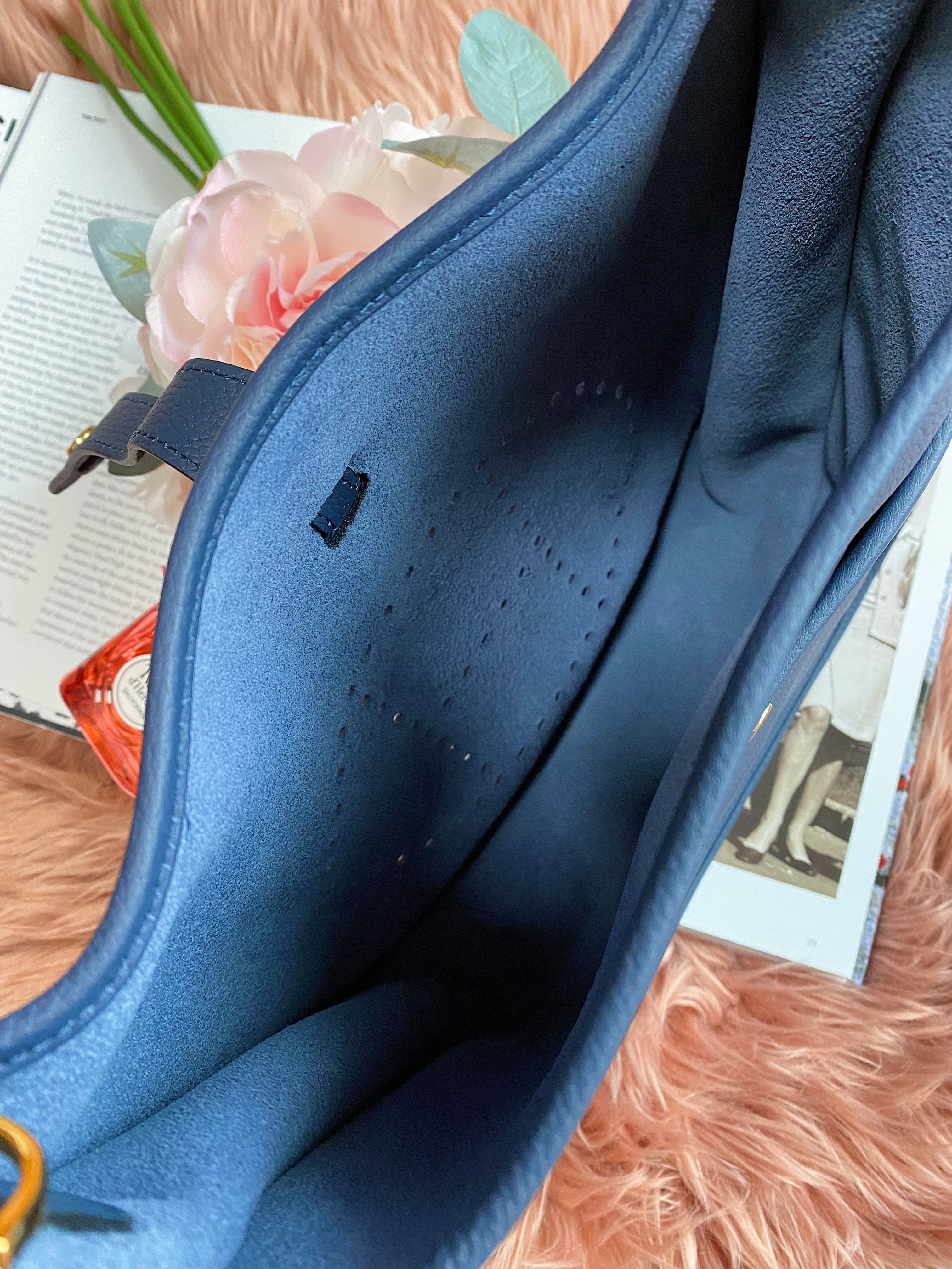 [TOP] HERMES Evelyn 28 - Blue with GHW