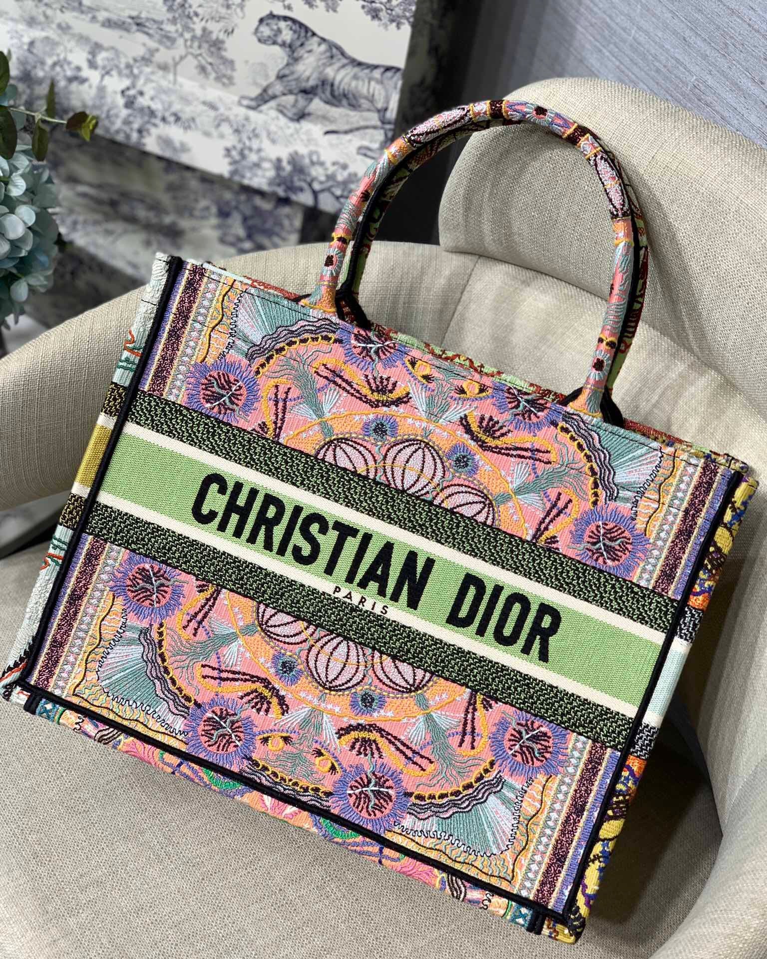 [TOP] Christian Dior Book Tote Bag Small 26.5cm - Multi Color