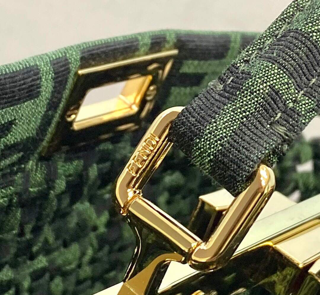 [TOP] FENDI FENDI Jacquard Interlace Peekaboo Mini Bag - Green