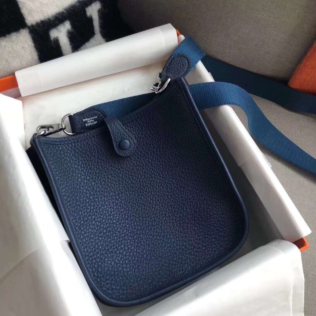 [TOP] HERMES Evelyn Bag 16cm - Navy Blue & PHW