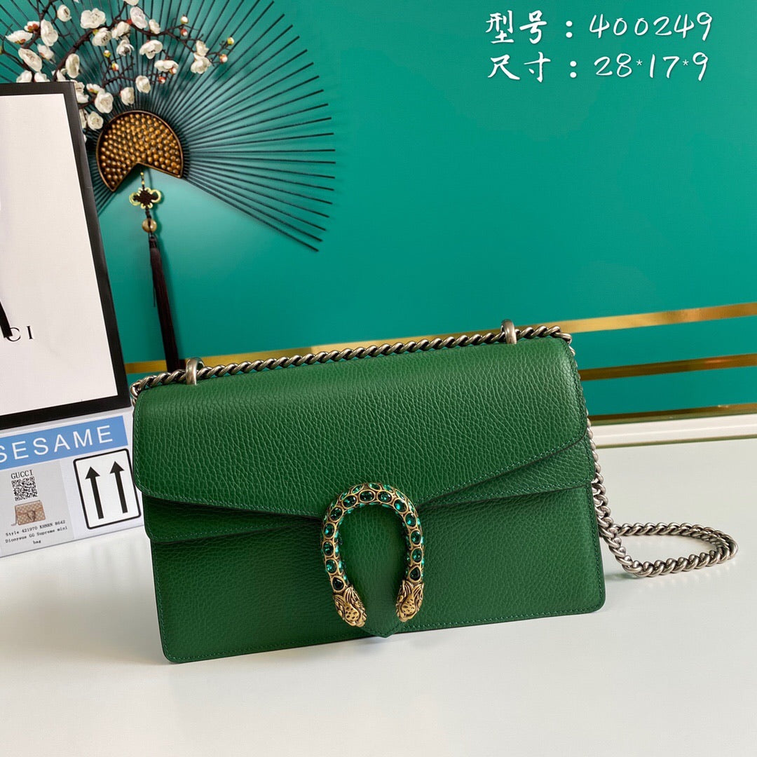 [TOP] GUCCI Dionysus Bag Crystal-embellished Small - GREEN