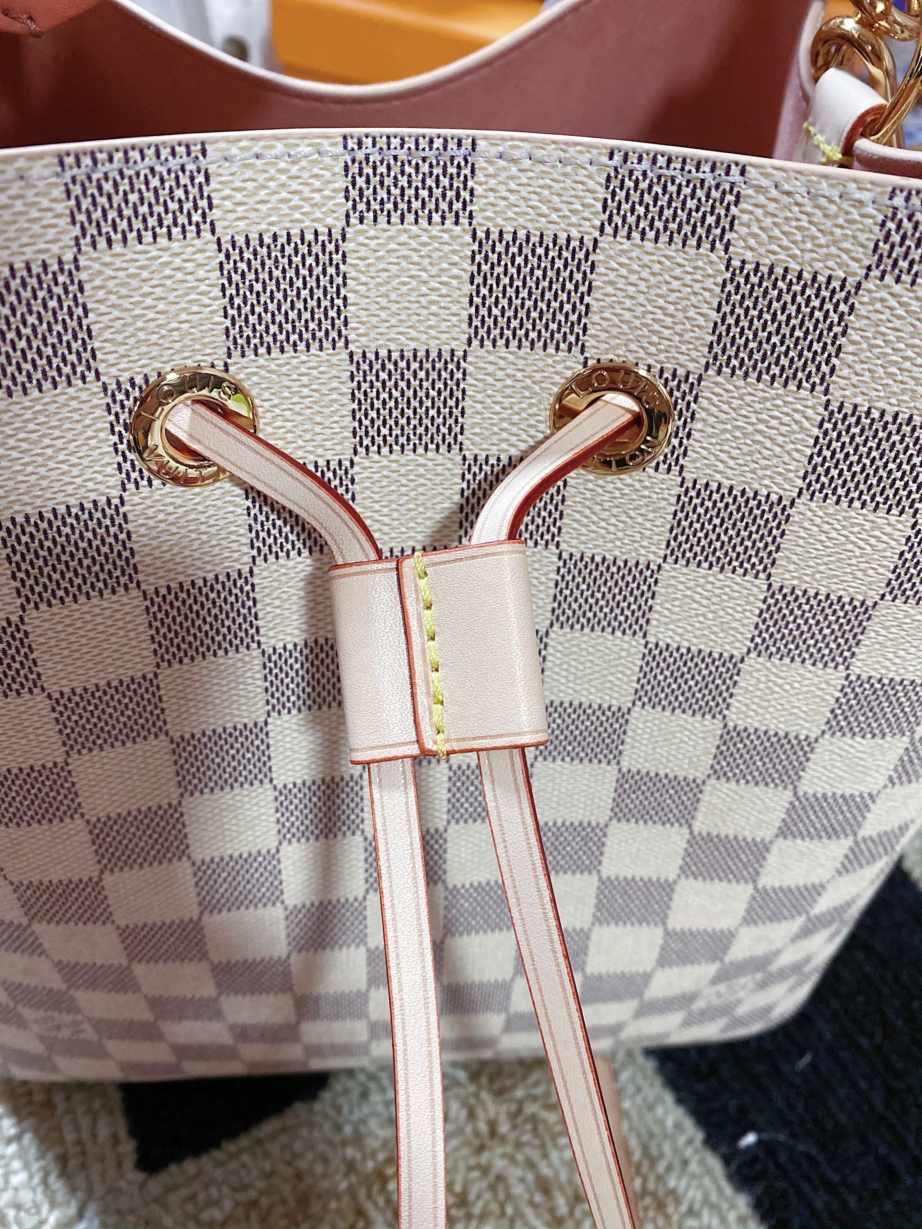 [TOP] Louis Vuitton LV  Noe Bag With Braided Handle 34x26x19cm - Damier Azur