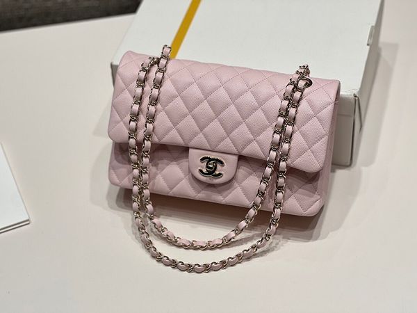 [TOP] CHANEL Classic Flap Bag Caviar Medium 25.5cm – Light Pink & GHW