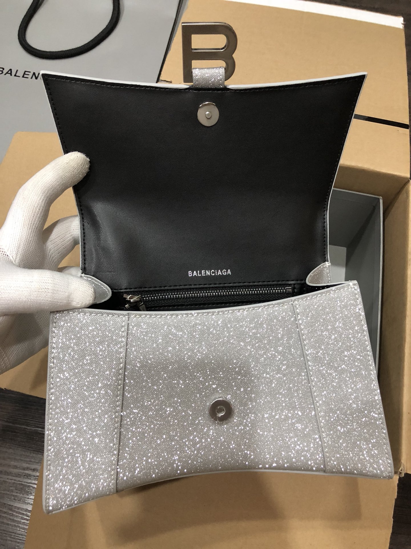 [TOP] BALENCIAGA Starry Sky Hourglass Bag 19/23cm - Light Gray