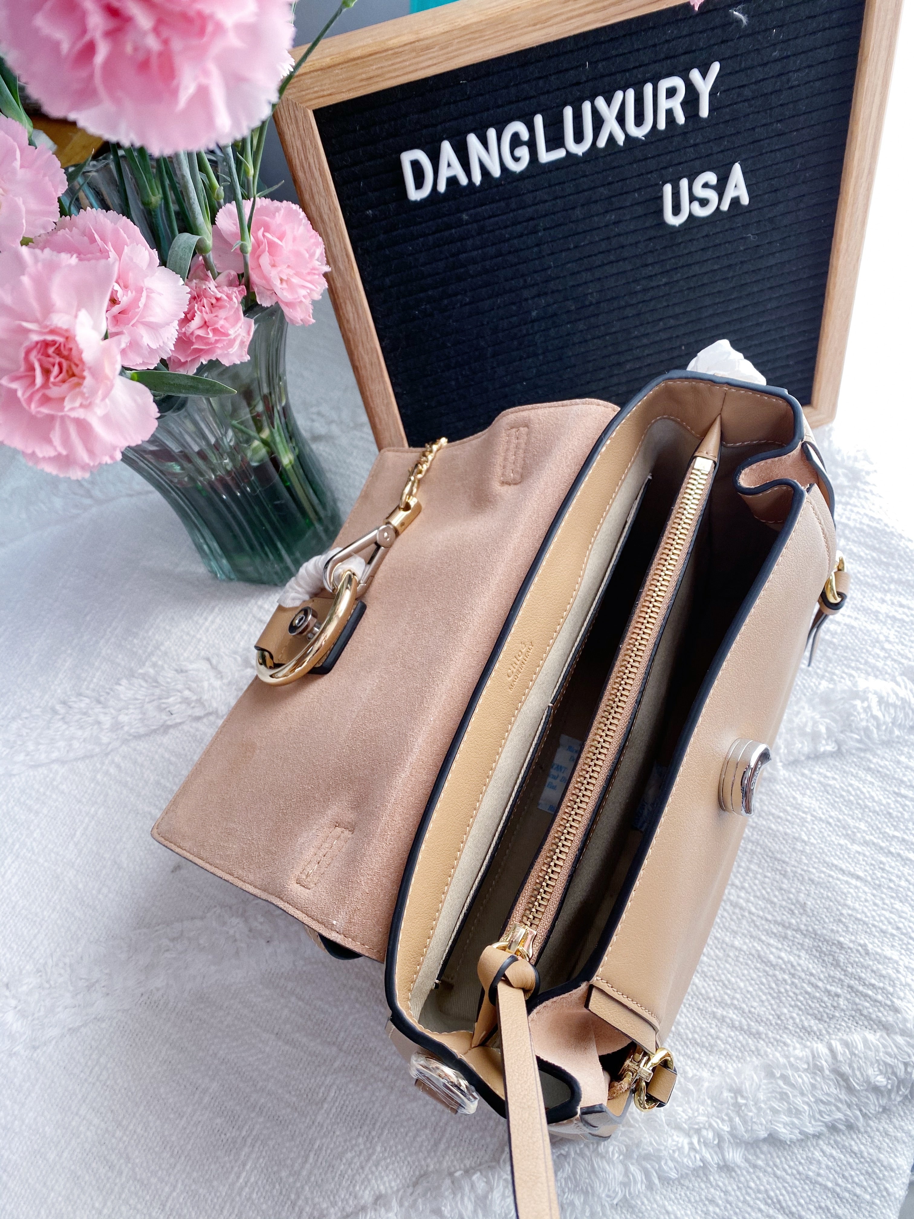 [TOP] Chloe Small Faye Leather Satchel - BEIGE