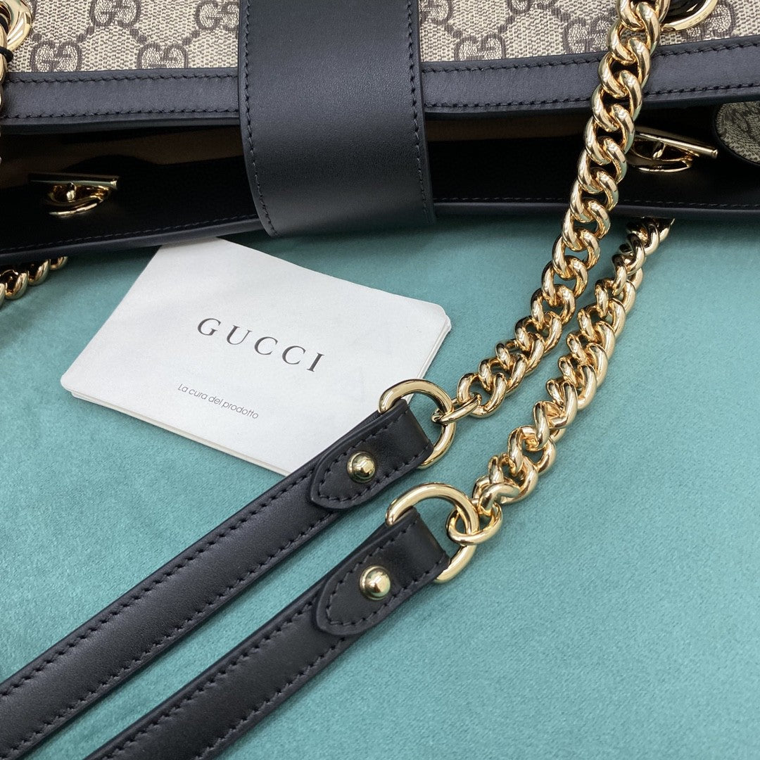 [TOP] GUCCI G*G Padlock Chain Small Tote - Black