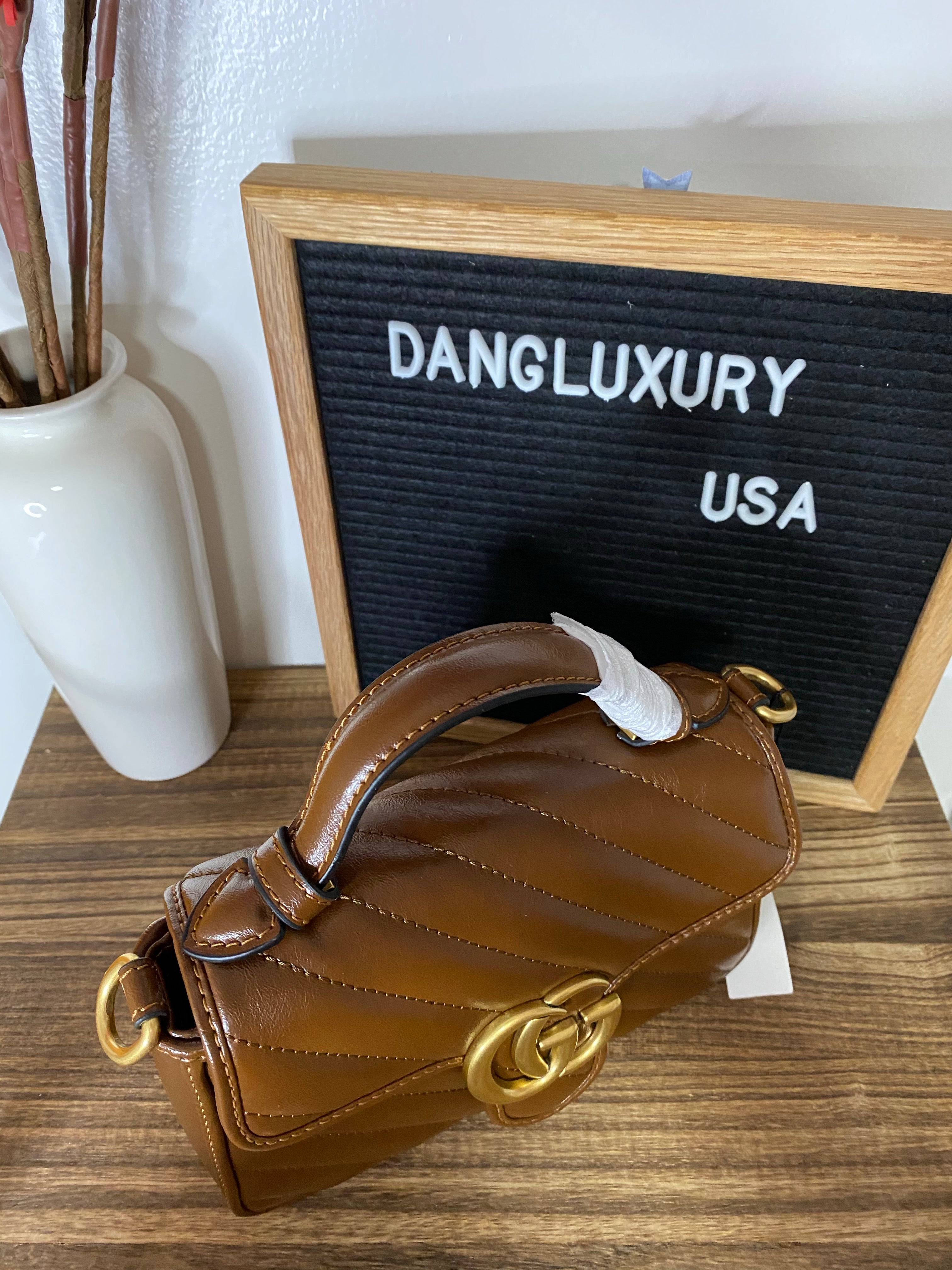 [TOP] GUCCI GG Marmont Bag Top Handle Aged Skin Small 27*13.5*10 - BROWN