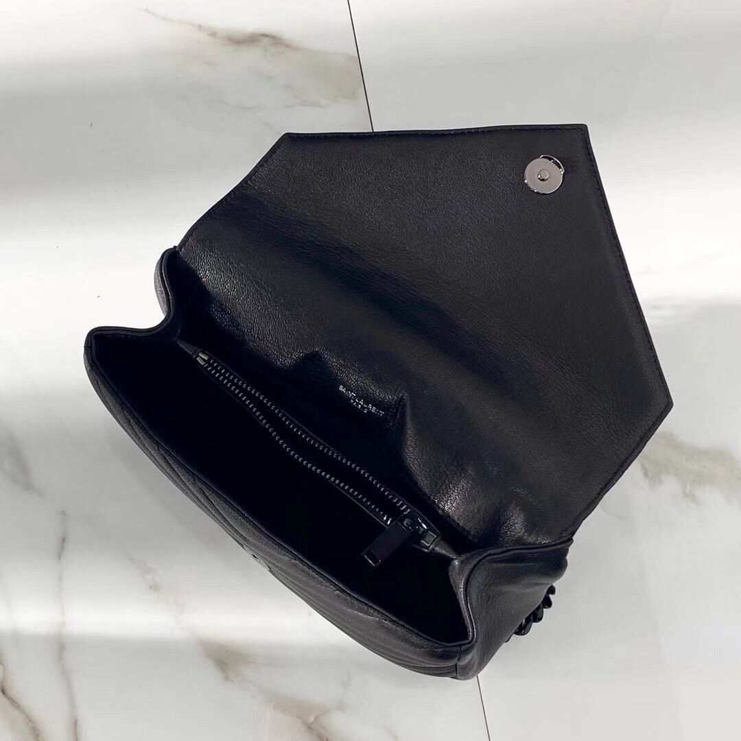 [TOP] Yves Saint Laurent YSL Small College Bag 24×17×6cm - Black on Black