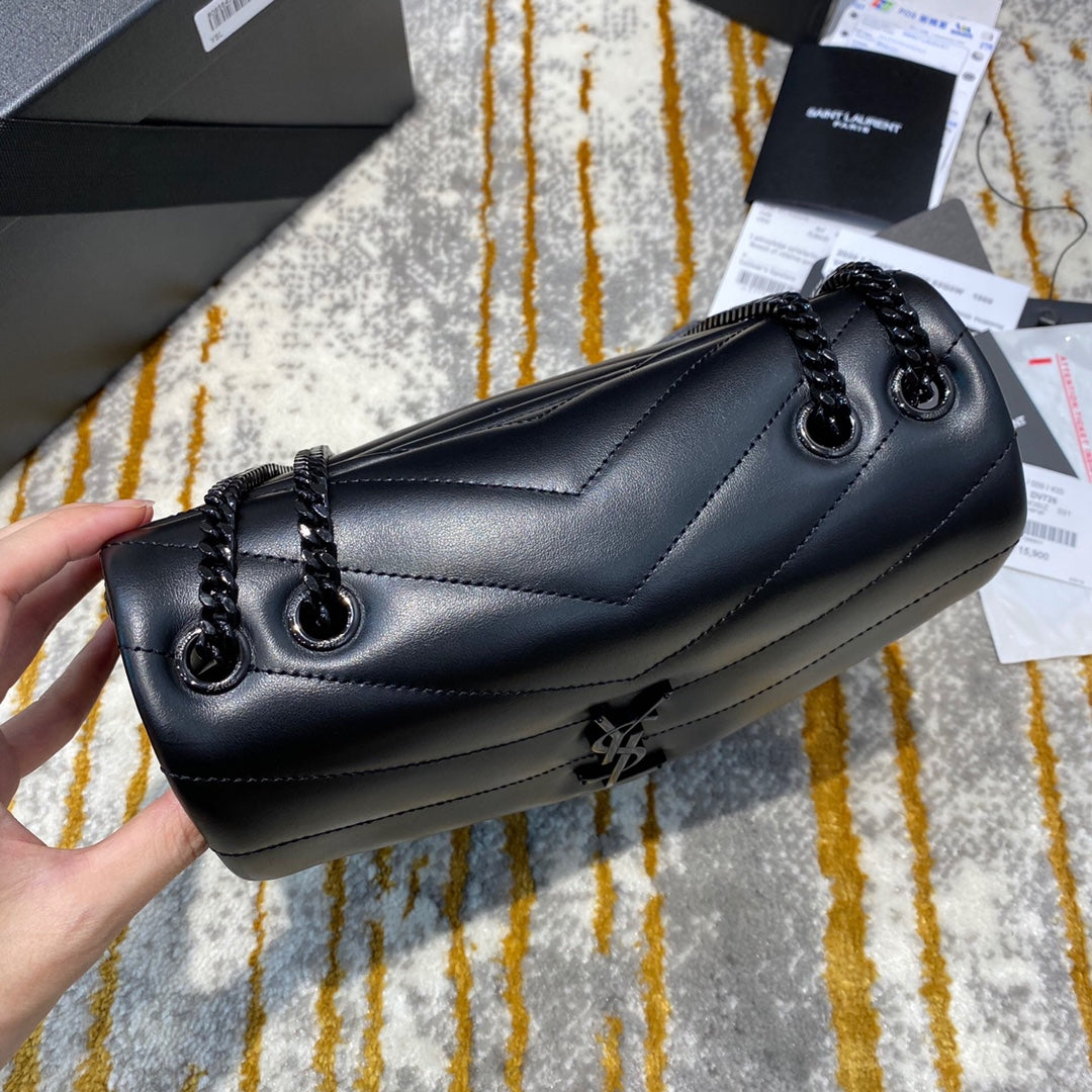 [TOP] Yves Saint Laurent YSL LouLou Small Bag 20cm - Black on Black