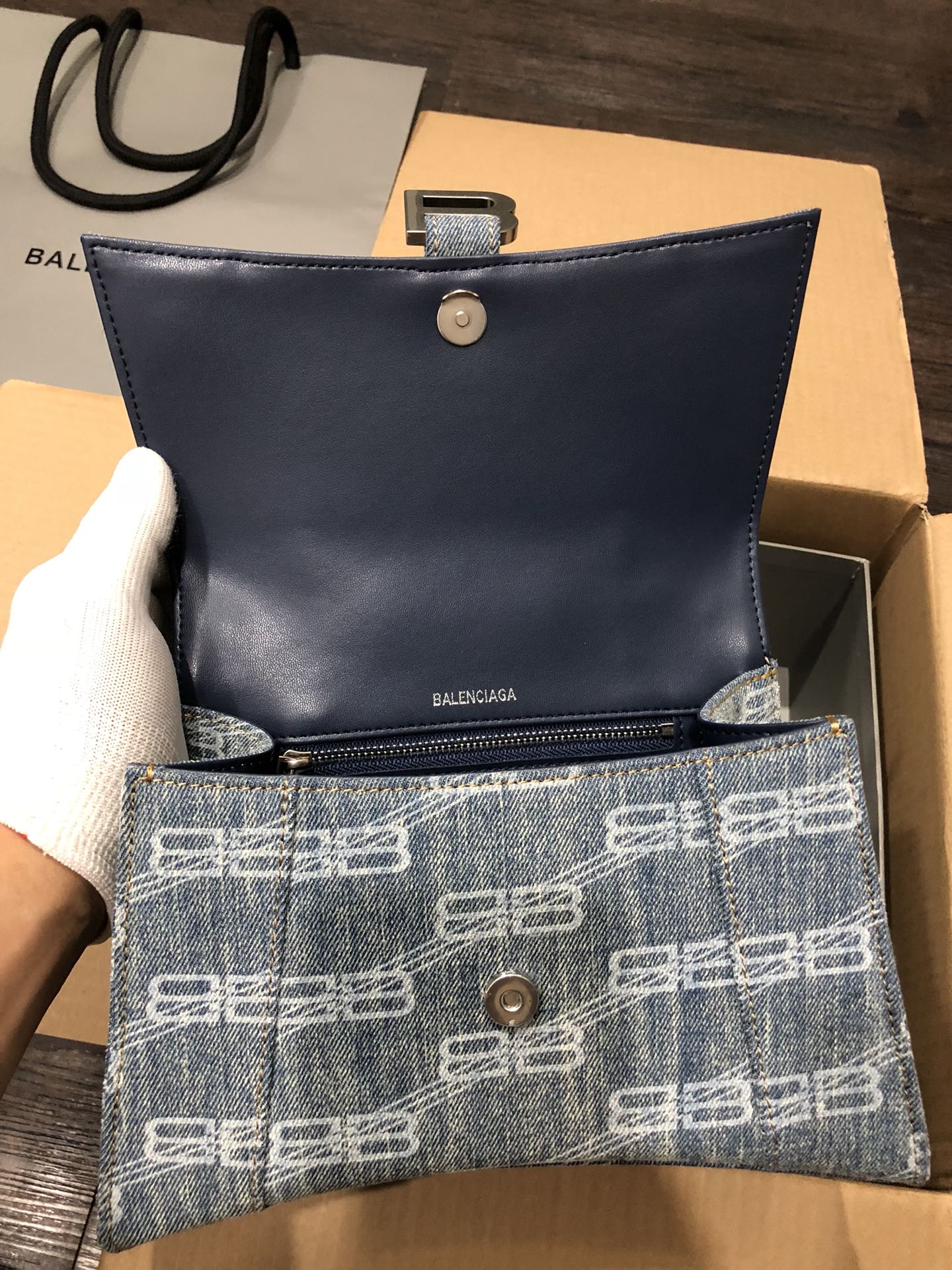 [TOP] BALENCIAGA Cowboy Hourglass Bag 19/23cm - Blue