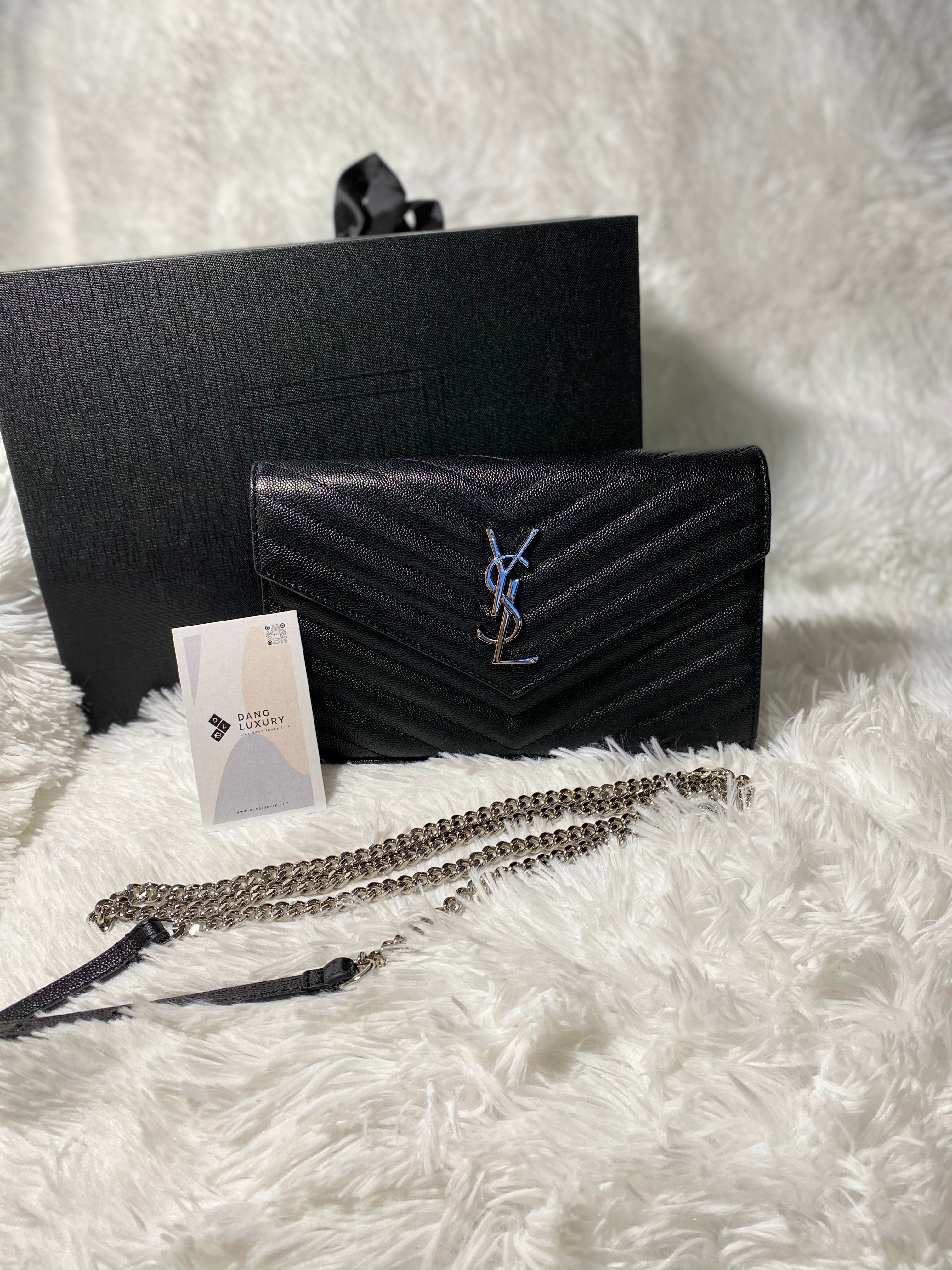[TOP] Yves Saint Laurent YSL Monogram Matelasse Leather Wallet On Chain - TOP Quality