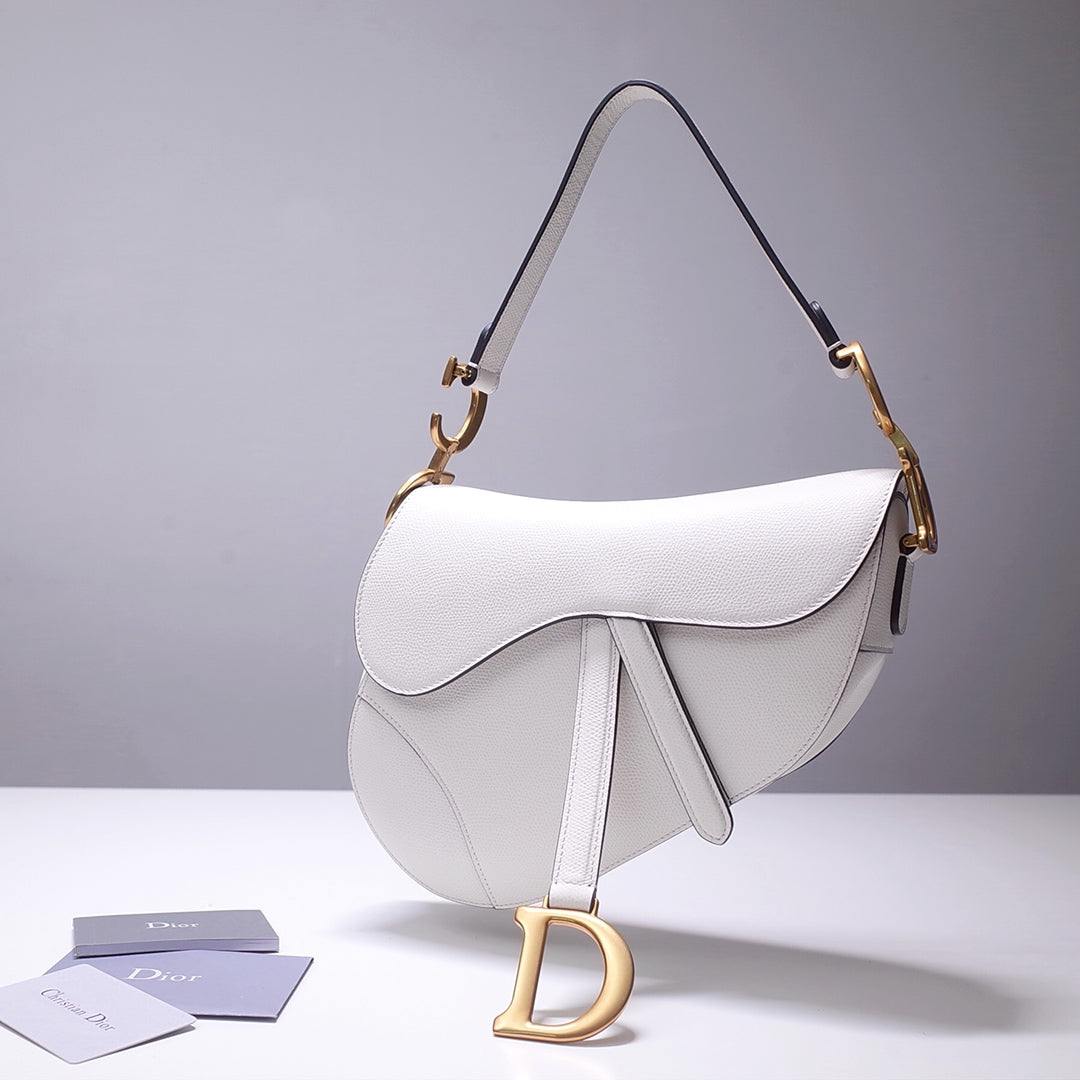 [TOP] Christian Dior Saddle Bag Medium - White
