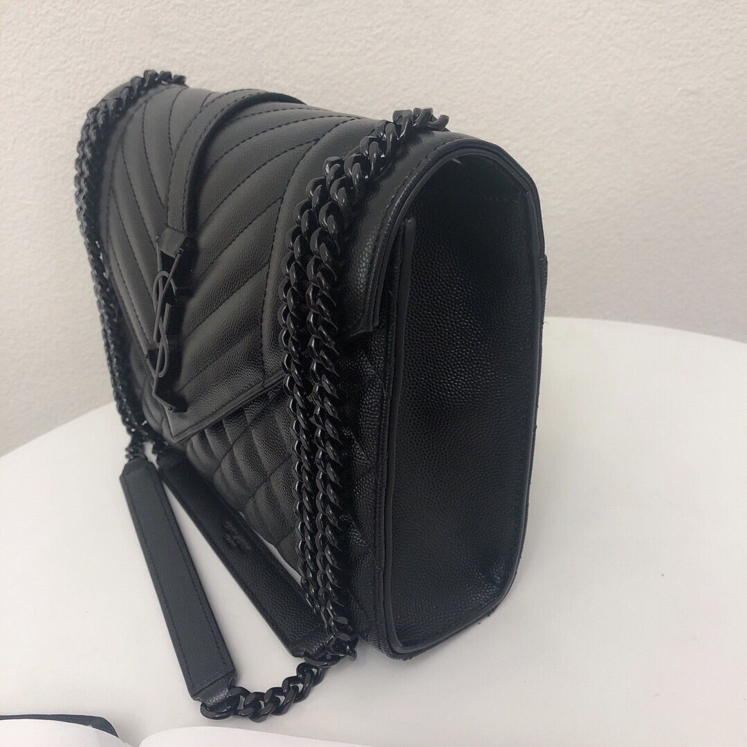 [TOP] Yves Saint Laurent YSL Envelop Shoulder Bag Medium 24×17.5×6cm - ALL BLACK