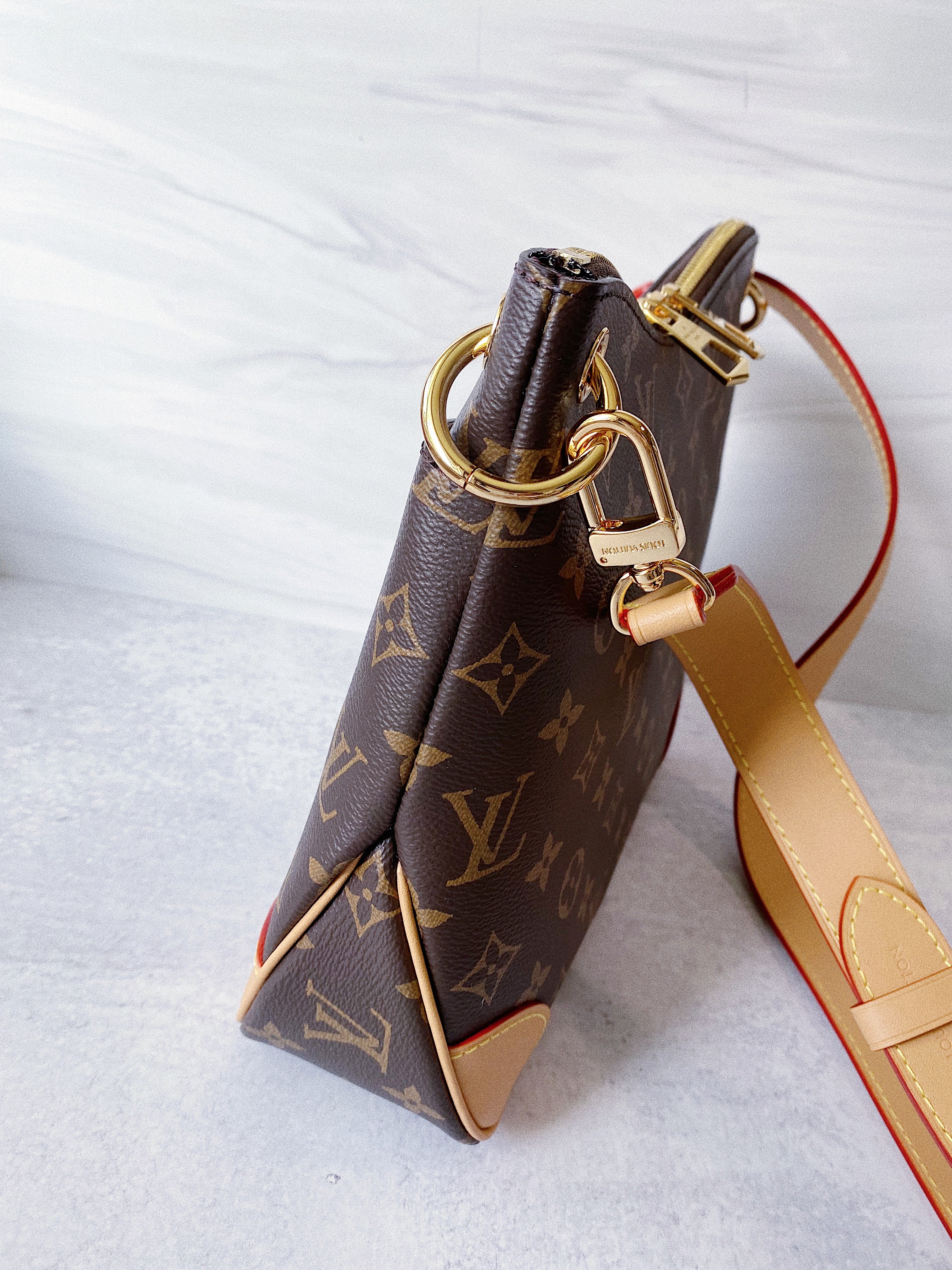 [TOP] Louis Vuitton LV Odeon Monogram Crossbody Bag 28x25x9cm - Beige Trim Leather