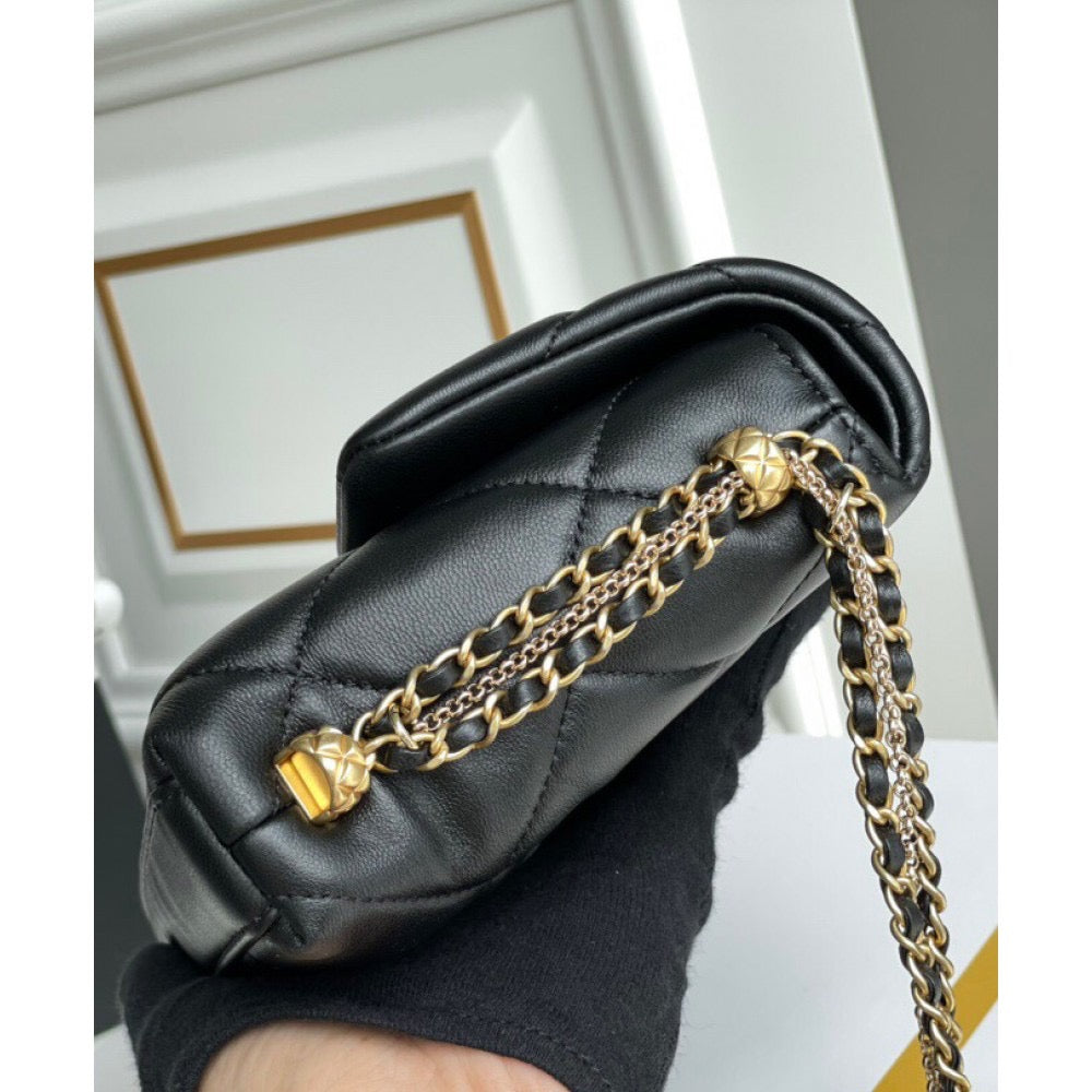 [TOP] CHANEL Flap Chain Bag Pearl Logo - Black