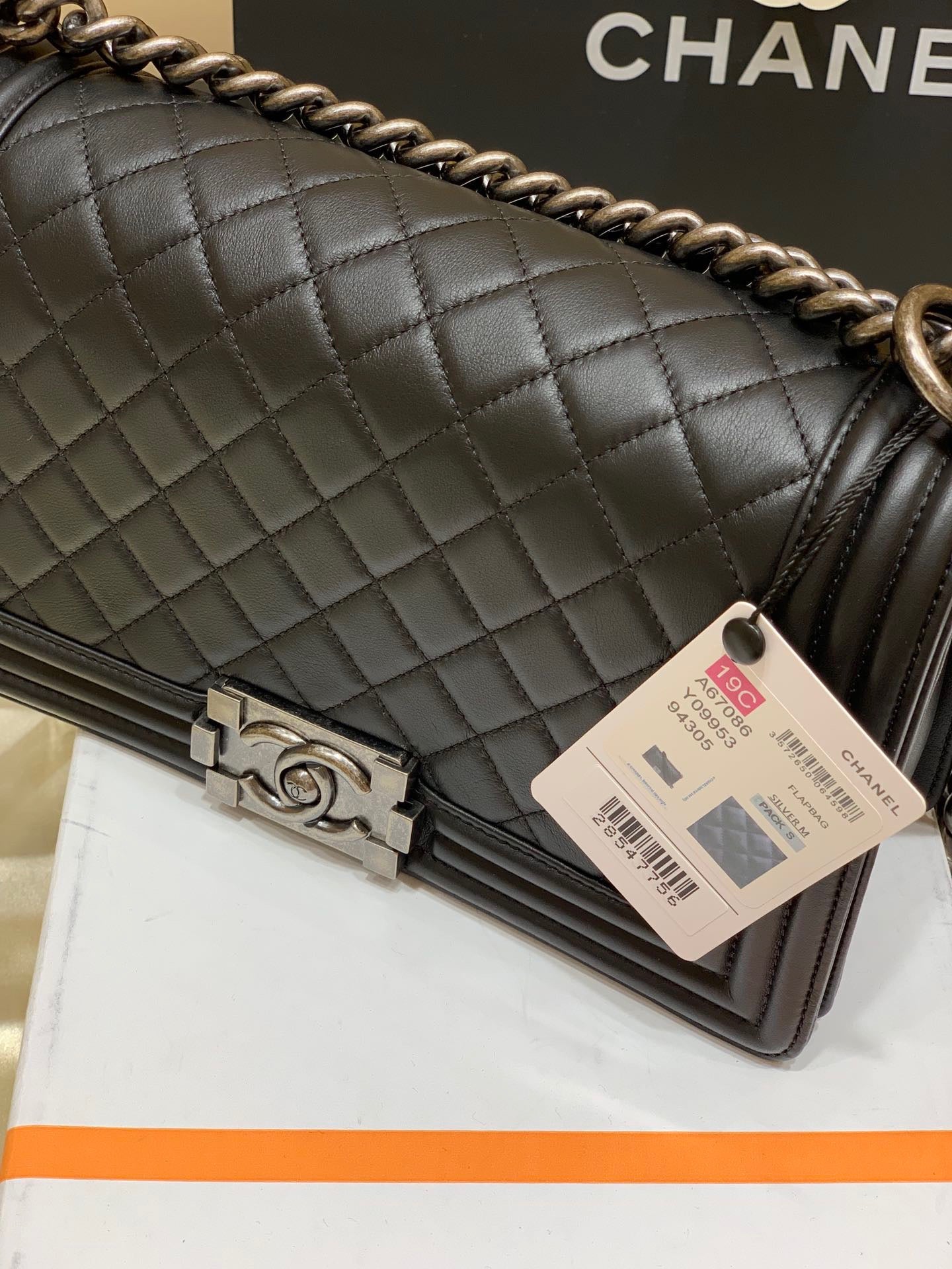 [TOP] CHANEL Le Boy Bag Smooth Leather  Medium 25cm  - Black & Ruthenium Hardware