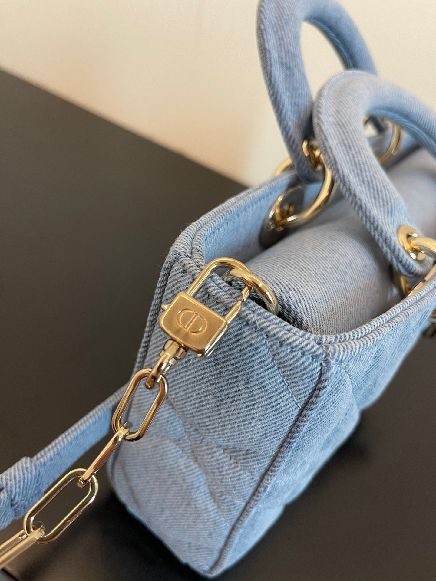 [TOP] Christian Dior Lady D-Joy Bag Cannage Denim - Blue