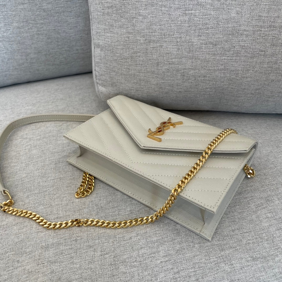[TOP] Yves Saint Laurent YSL Envelope WOC - White