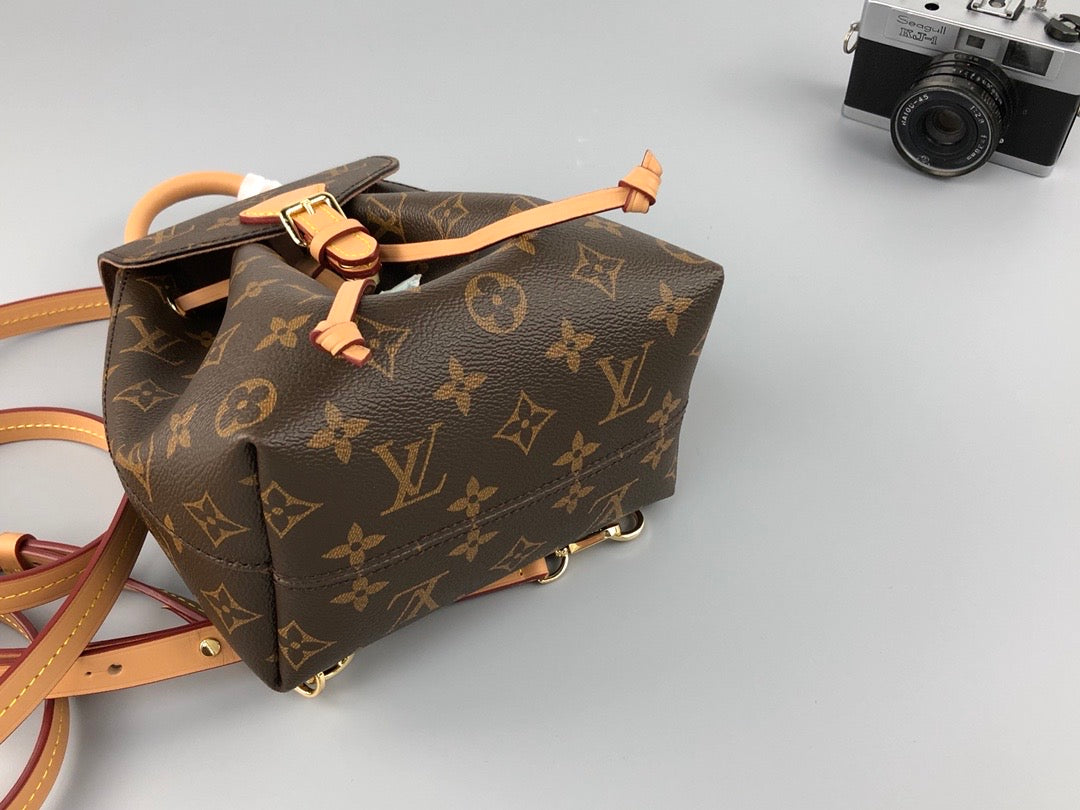 [TOP] Louis Vuitton LV Montsouris Mini BB Monogram Backpack 17×20×10.5CM- Natural