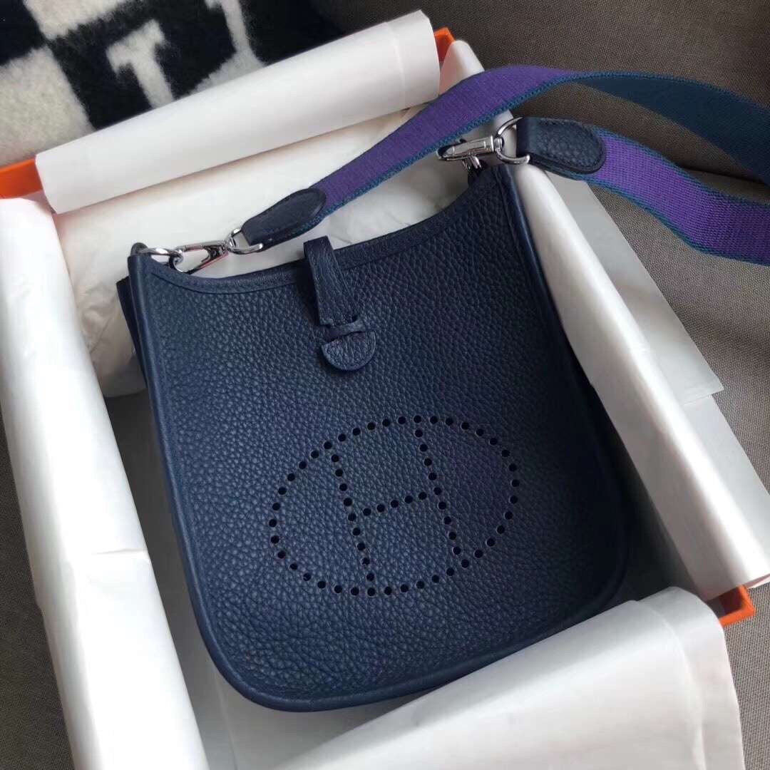 [TOP] HERMES Evelyn Bag 16cm - Navy Blue & PHW