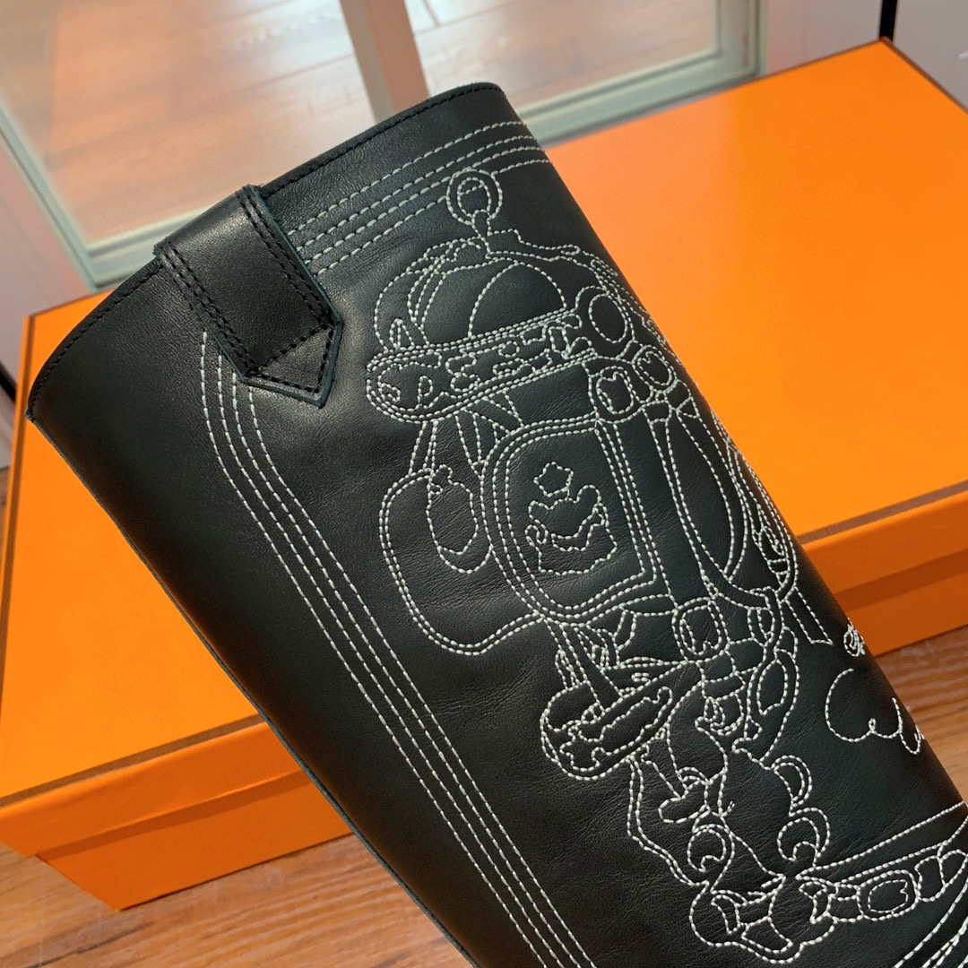 [TOP] HERMES Cow Boy Boots - Brown/Black/Black Suede