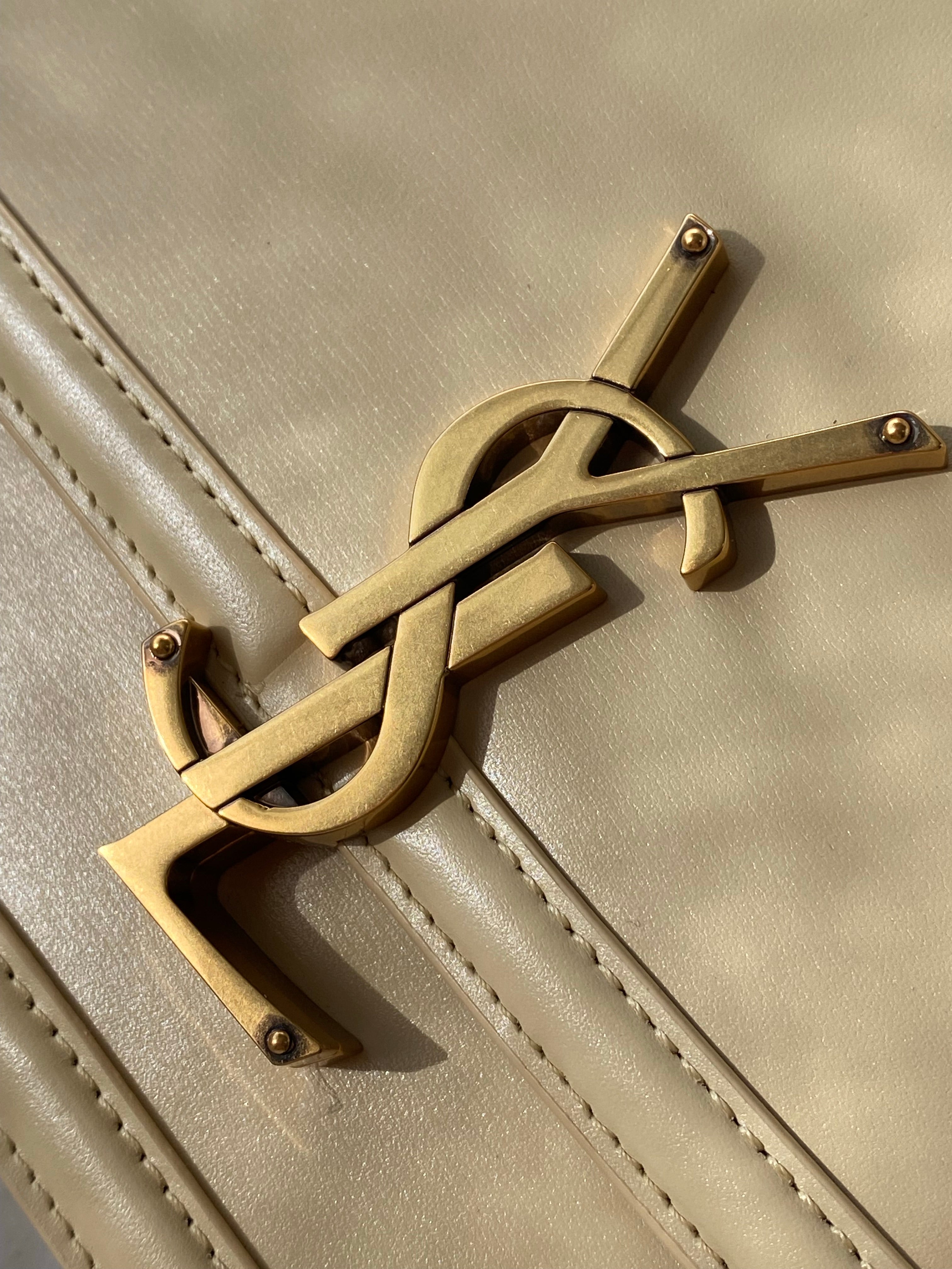 [TOP] Yves Saint Laurent YSL Solferino Medium Shoulder Bag - Beige