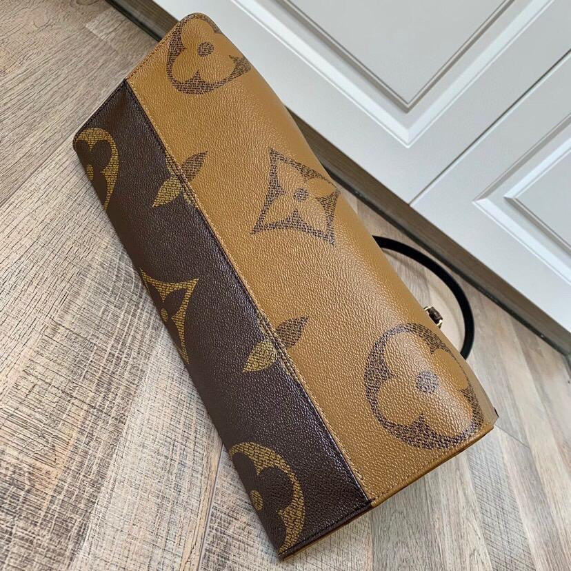 [TOP] Louis Vuitton LV On The Go Giant Monogram MM 35x27x14cm -Brown