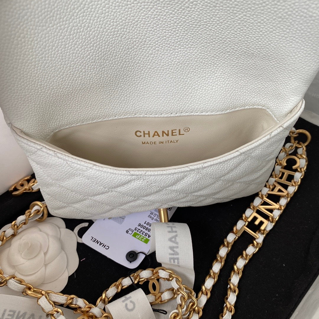[TOP] CHANEL Pick Me Up Waits Bag - White & GHW