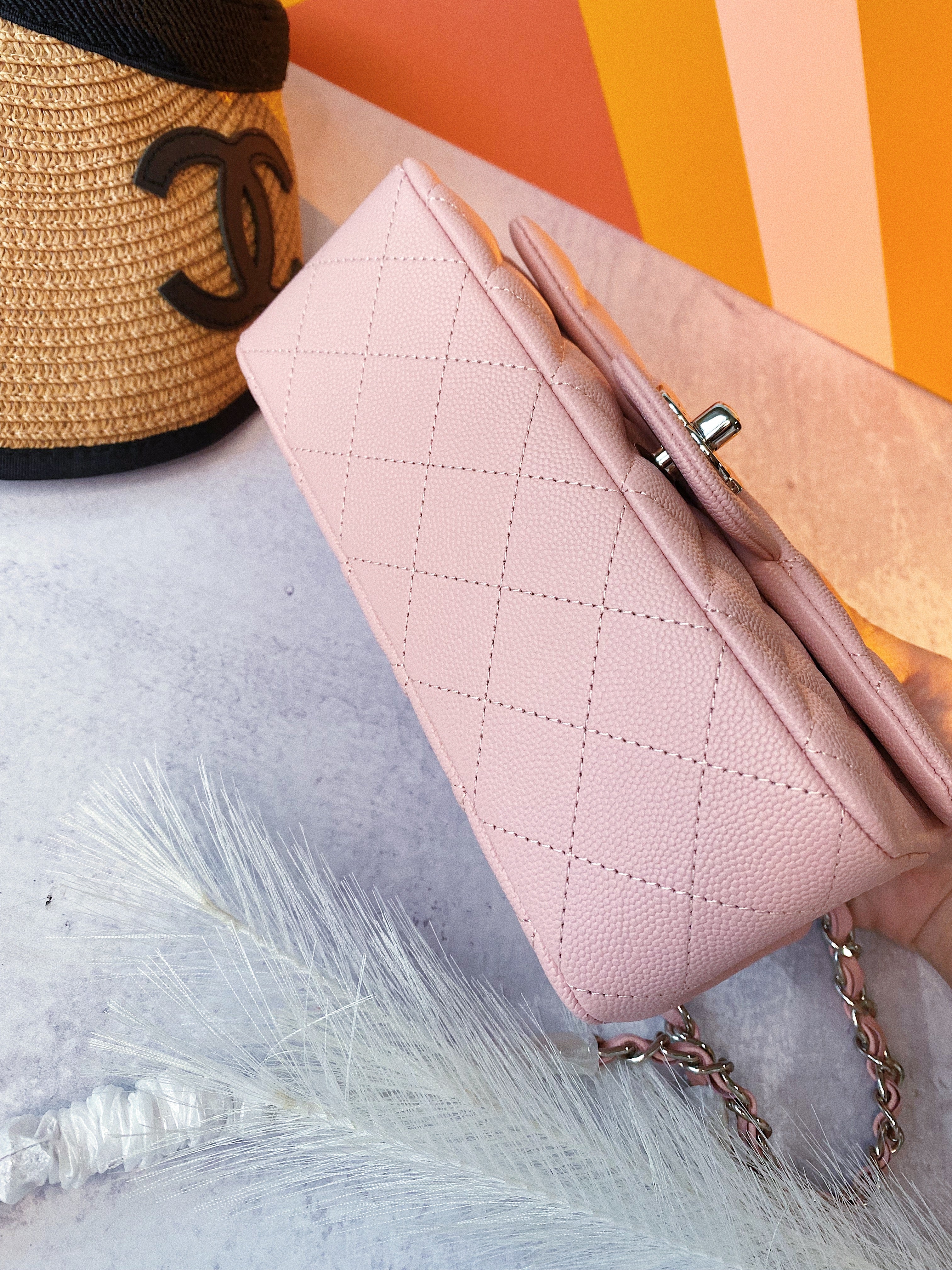[TOP] CHANEL Classic Flap Bag Caviar Mini 20cm - Pink & SHW